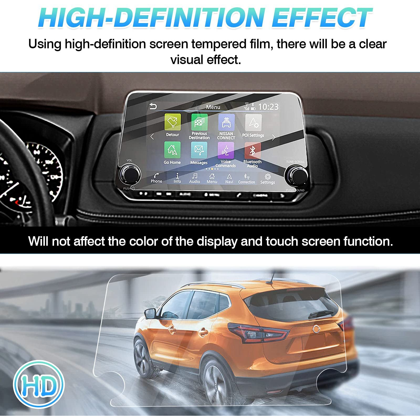 Autorder Screen Protector For 2021 2022 2023 2024 Nissan Rogue S Sv Accessories 8-Inch Tempered Glass Film Touchscreen Protector Foil (Not For Rogue Sport)