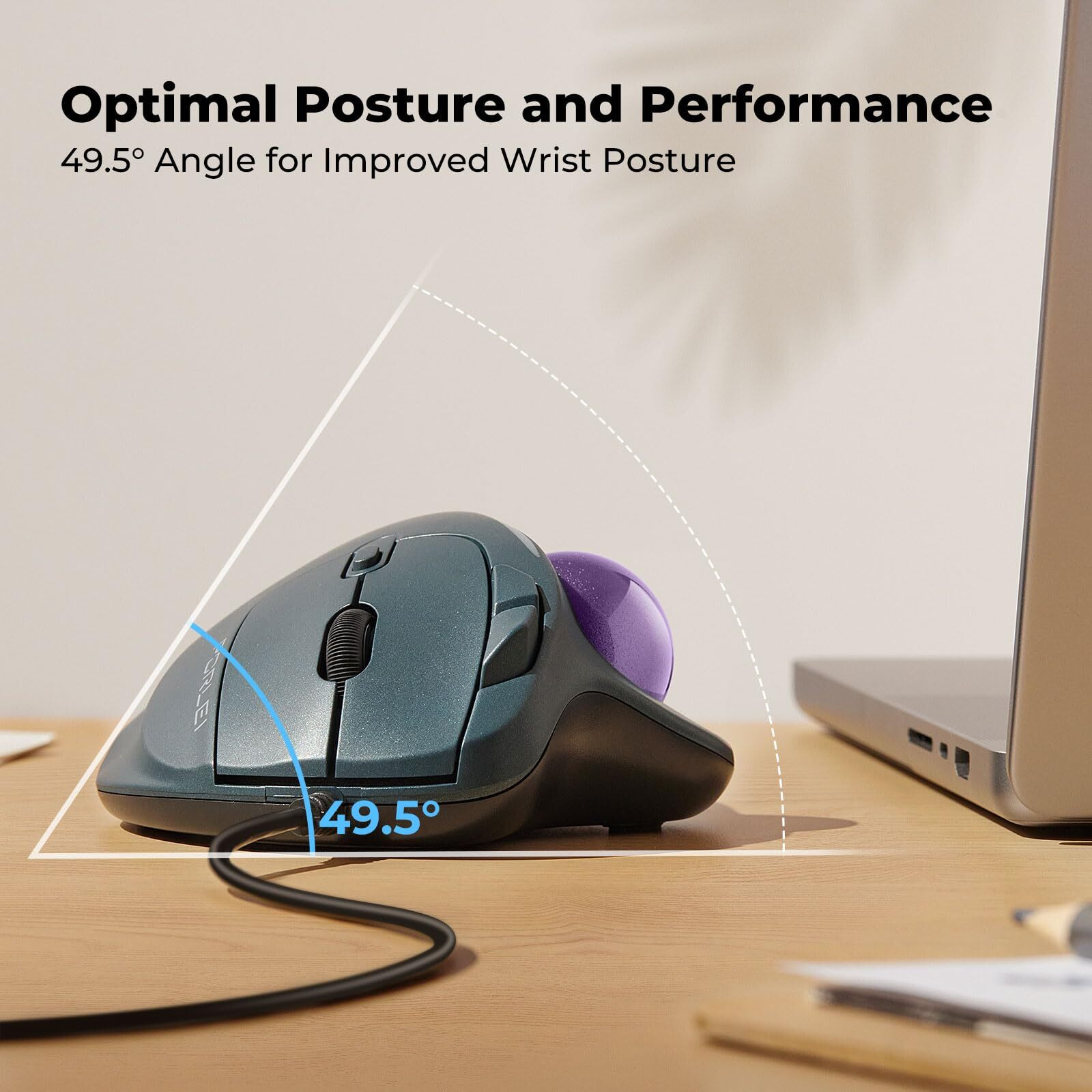 Trackball Mouse Wired  Ergonomic Comfort Design Reduces Muscle Strain  Usb Plug&Play  Easy Thumb Control  Precision Tracking With 5 Adjustable Dpi  Rgb Rollerball Mouse Compatible For Pc  Mac  Windows