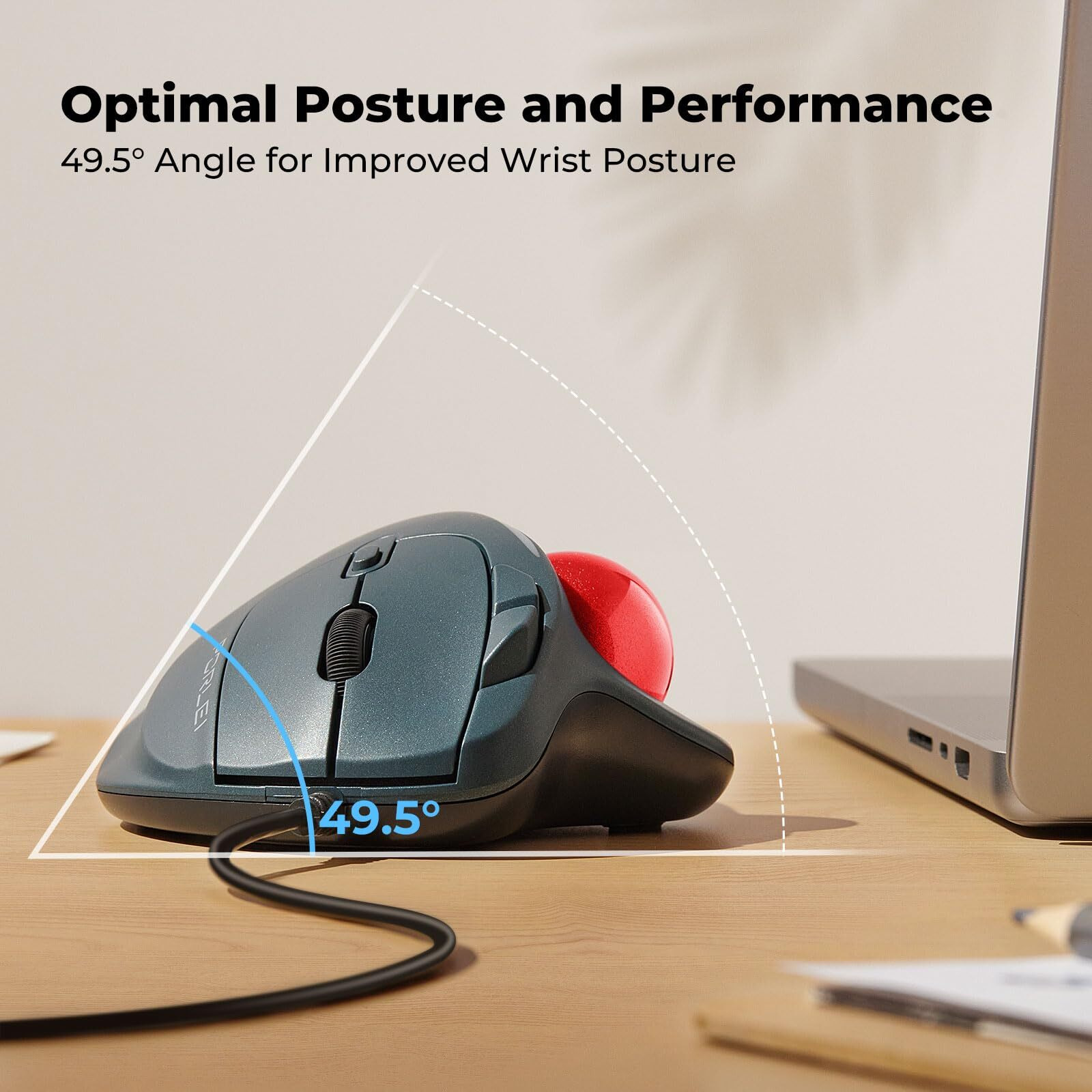 Trackball Mouse Wired  Ergonomic Comfort Design Reduces Muscle Strain  Usb Plug&Play  Easy Thumb Control  Precision Tracking With 5 Adjustable Dpi  Rgb Rollerball Mouse Compatible For Pc  Mac  Windows