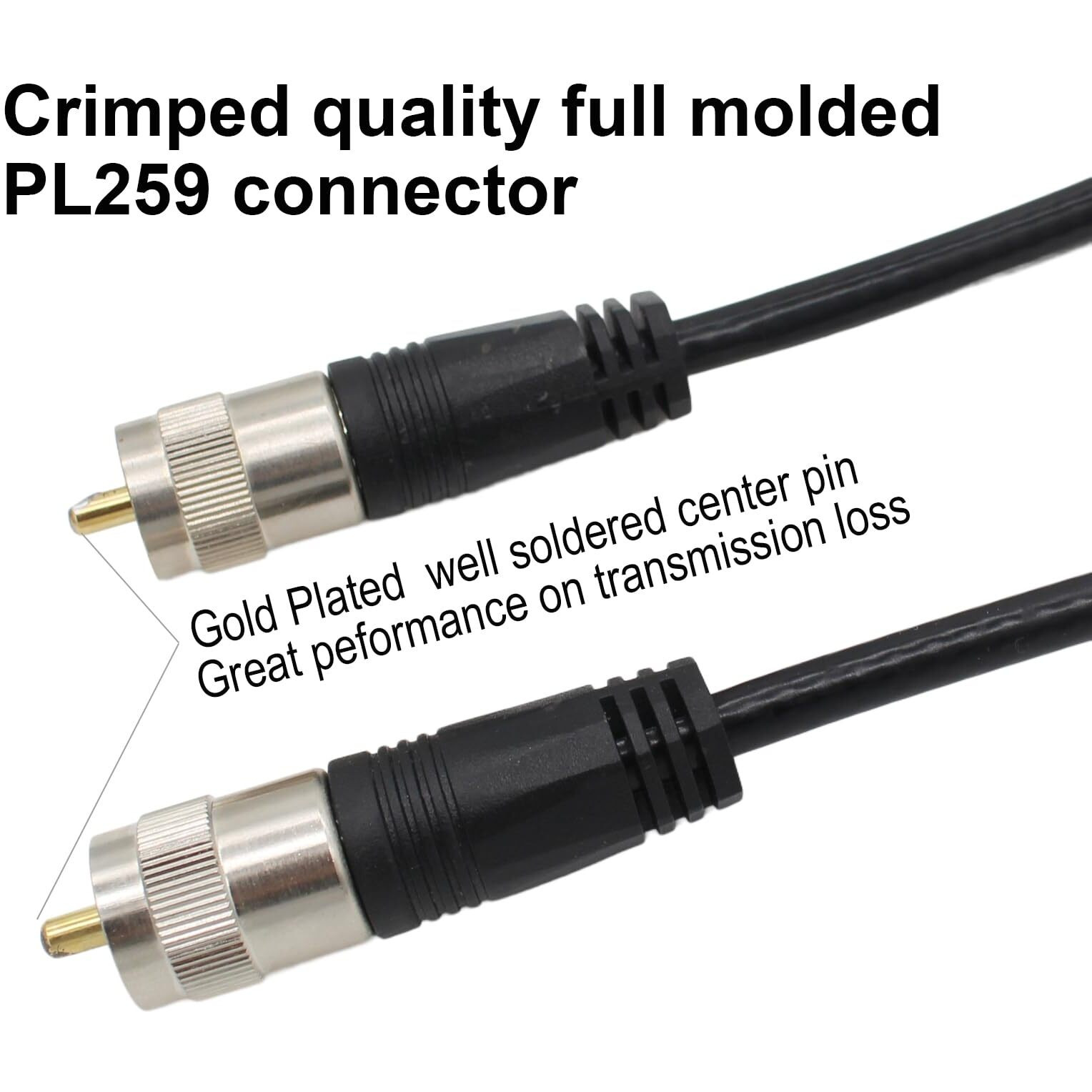 Exgoofit Rg8X Coaxial Cable 100Ft  Cb Coax Cable  Uhf Pl259 Male To Male Coaxial Cable Connector For Ham Radio  Antenna Analyzer