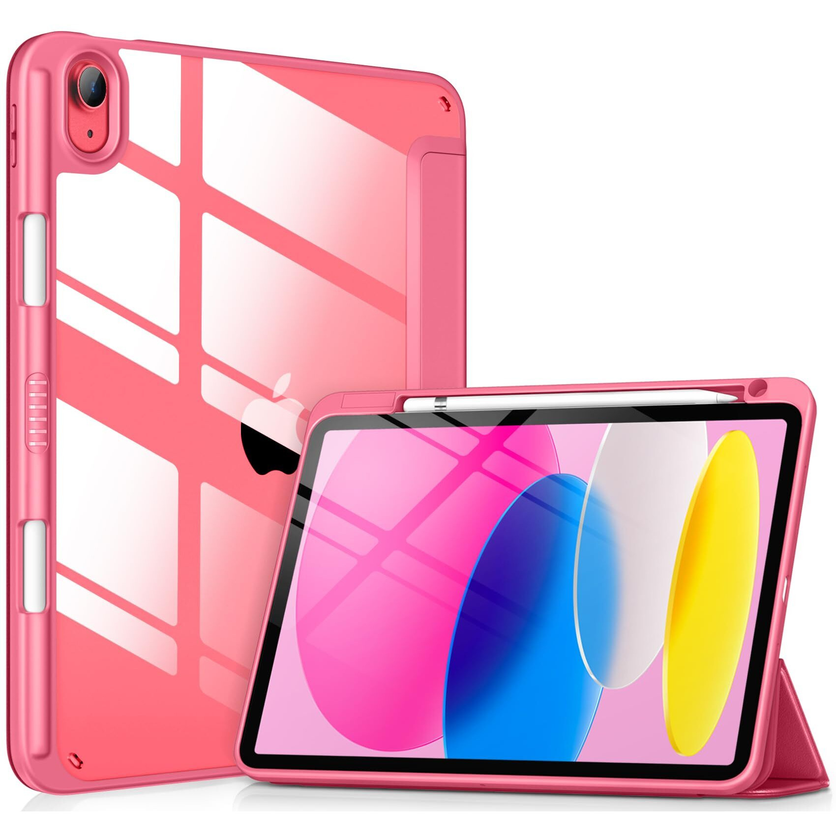 Dttocase For Ipad 10Th Generation Case 2022  10.9 Inch Case With Clear Transparent Back And Tpu Shockproof Frame Cover [Built-In Pencil Holder  Support Auto Sleep/Wake] -Watermelon