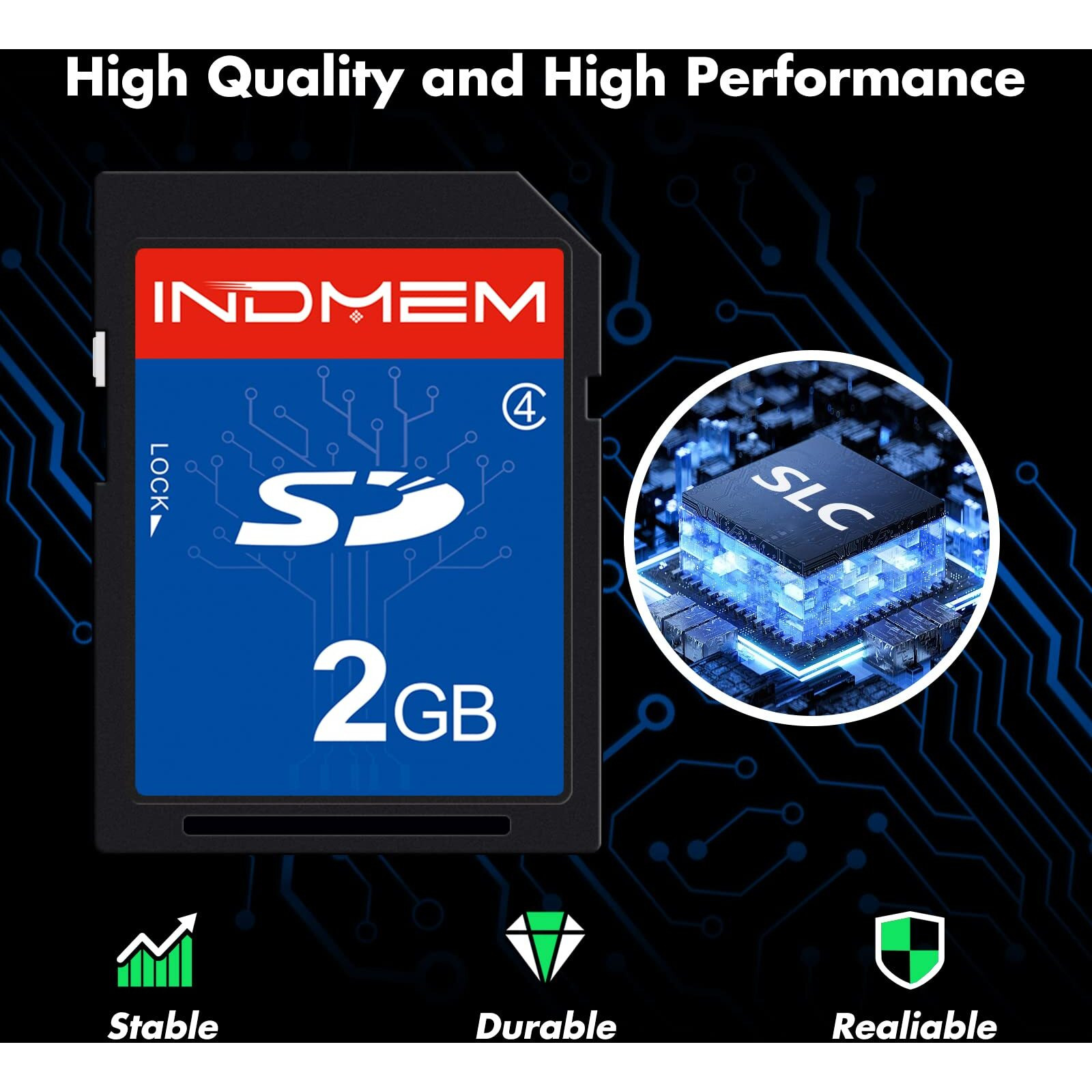 Indmem Sd Card 2Gb Class 4 Flash Memory Card 2G Slc Stanard Secure Digital Cards (1Pc)