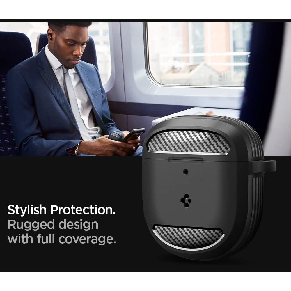 Spigen Rugged Armor Designed For Bose Quietcomfort Ultra Earbuds Case (2023) And Bose Quietcomfort Earbuds Ii Case (2022) - Matte Black