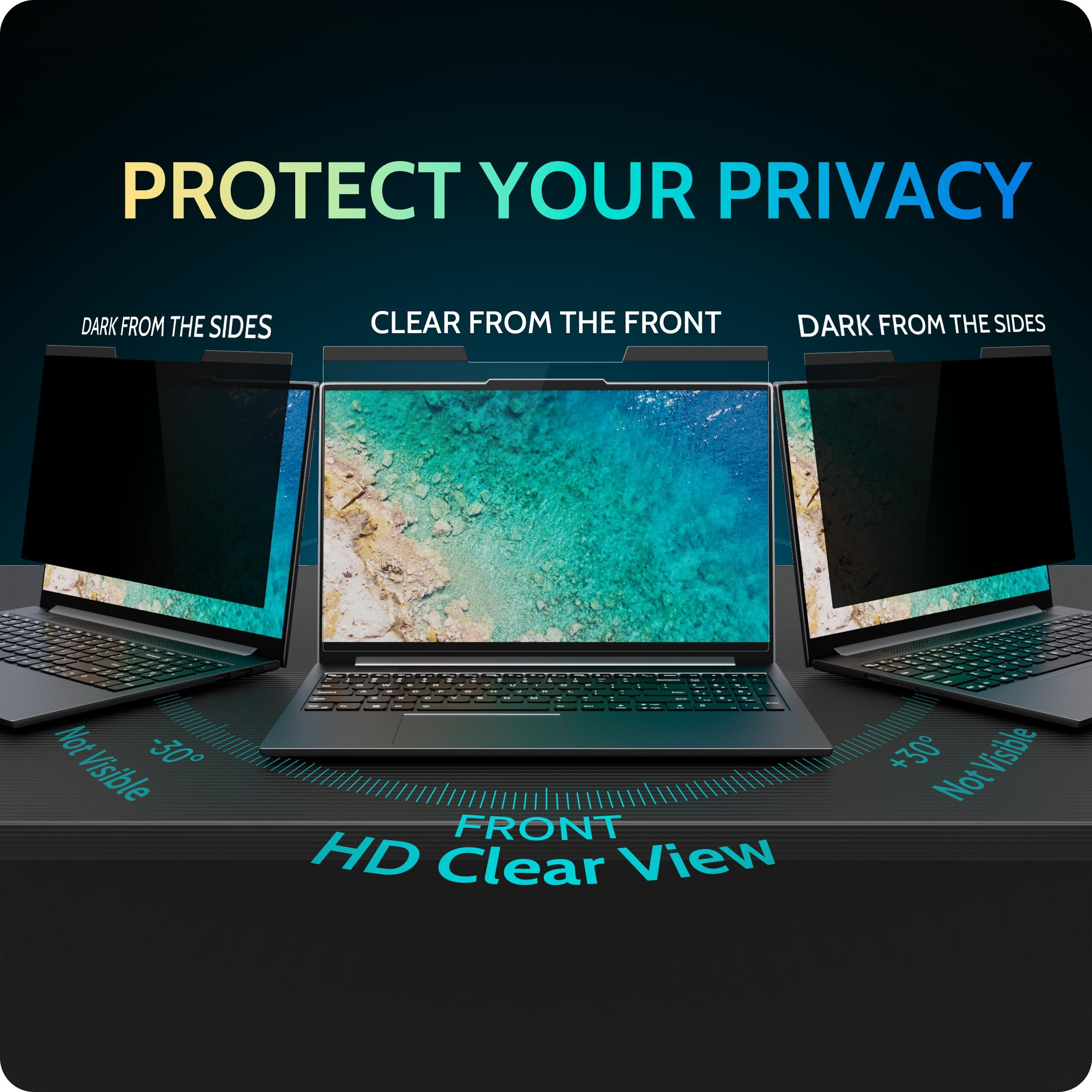 Peslv Magnetic Laptop Privacy Screen 14 Inch For 1610 Computer Monitor  14"" Removable Anti Glare Protector Blue Light Filter Shield Compatible With Lenovo Hp Dell Acer Asus Thinkpad Envy Xps