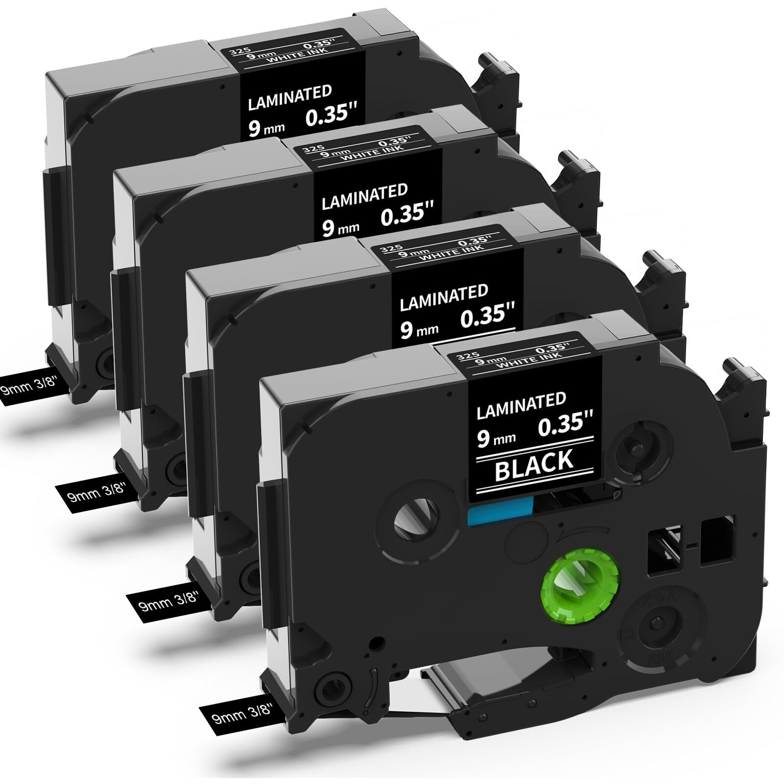 Labelife 9Mm Label Tape White On Black Replace For Brother Tze Tz Tape 9Mm 0.35"" Laminated Tze-325 Tze325 Label Maker Tape 3/8'' For P Touch Pt-D210 Pt-D220 Pt-D200 Pt-H110 Pt-D400 Pt-D610Bt