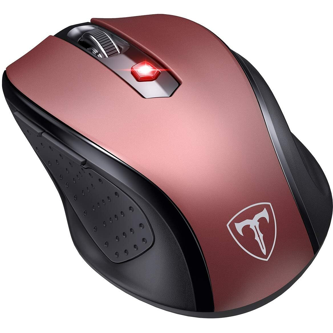 Hotweems Wireless Mouse  D-09 Computer Mouse Usb Cordless Mice For Laptop  Ergo Grips  Lightspeed 5-Level 2400 Dpi  16 Months Battery  Portable For Pc Mac Chromebook (Red  1 Pack)