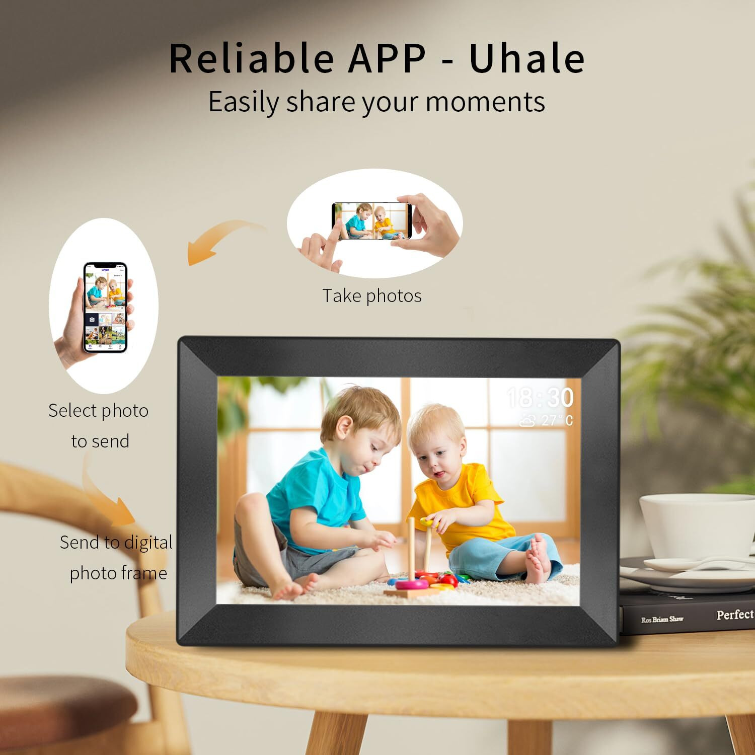 Uhale Digital Picture Frame Wifi Smart Picture Frames 10.1"" Hd Ips Touch Screen Digital Photo Frame  Auto-Rotate 16Gb Storage Using Free Apps Easy Share Photos And Videos-Gifts For Family And Friends