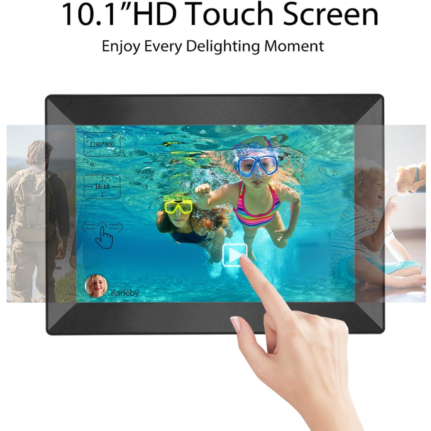 Uhale Digital Picture Frame Wifi Smart Picture Frames 10.1"" Hd Ips Touch Screen Digital Photo Frame  Auto-Rotate 16Gb Storage Using Free Apps Easy Share Photos And Videos-Gifts For Family And Friends