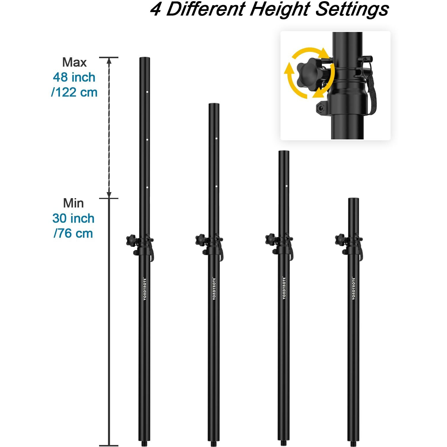 Vondynote Set Of 2 Speaker Pole For Subwoofer Height Adjustable Fits M20 Threaded Mount And 35Mm Mount Speaker Extender