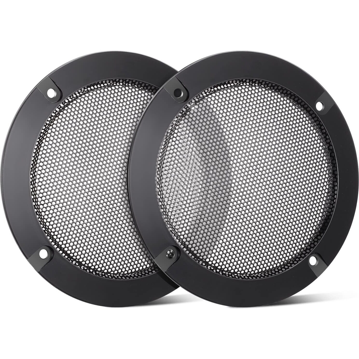 Facmogu 2Pcs 6.5In Audio Speaker Mesh Cover  Speaker Protective Grille With Black Wire Mesh & Metal Glossy  Steel Mesh Speaker Cover With 8Pcs Screws For Loudspeaker Mounting
