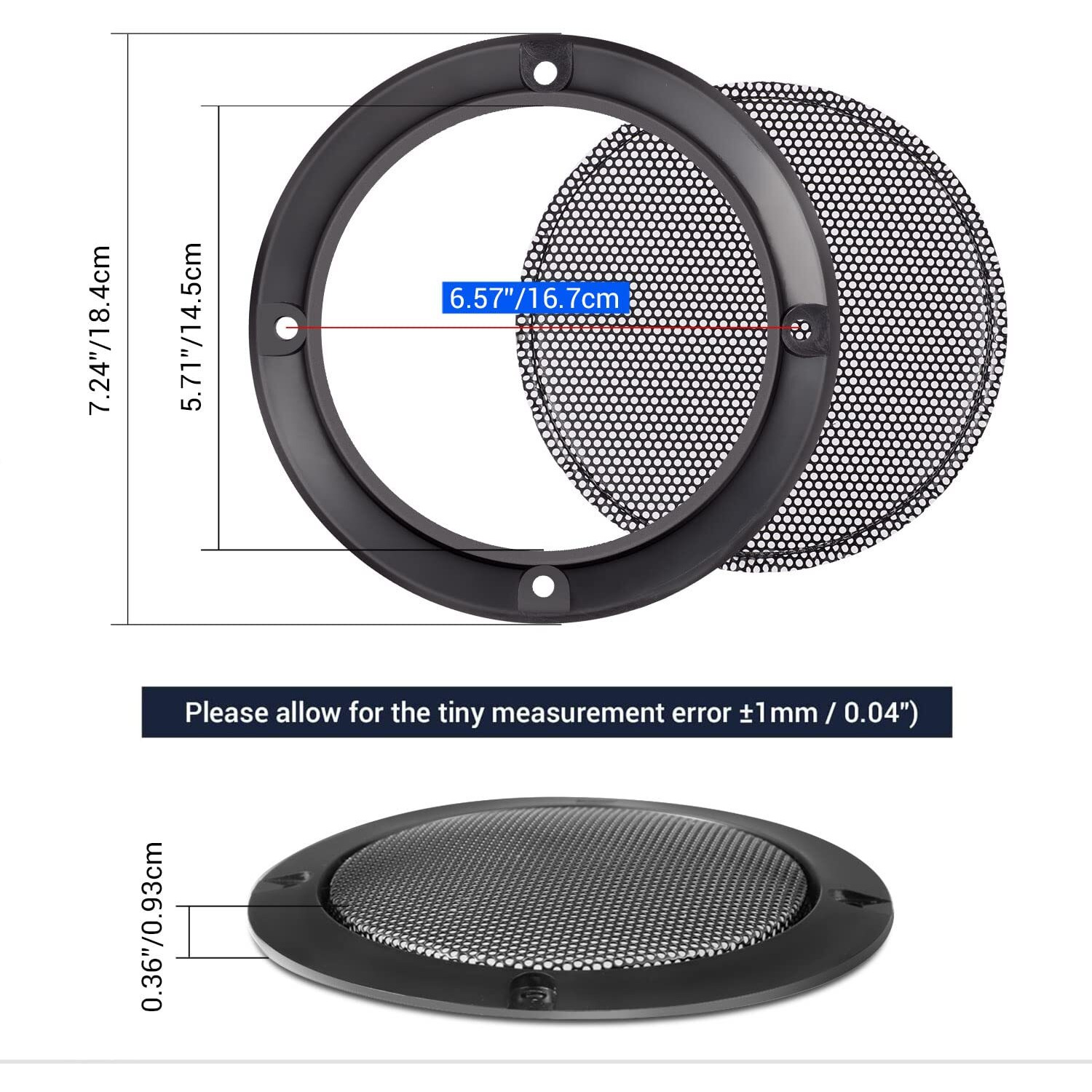 Facmogu 2Pcs 6.5In Audio Speaker Mesh Cover  Speaker Protective Grille With Black Wire Mesh & Metal Glossy  Steel Mesh Speaker Cover With 8Pcs Screws For Loudspeaker Mounting