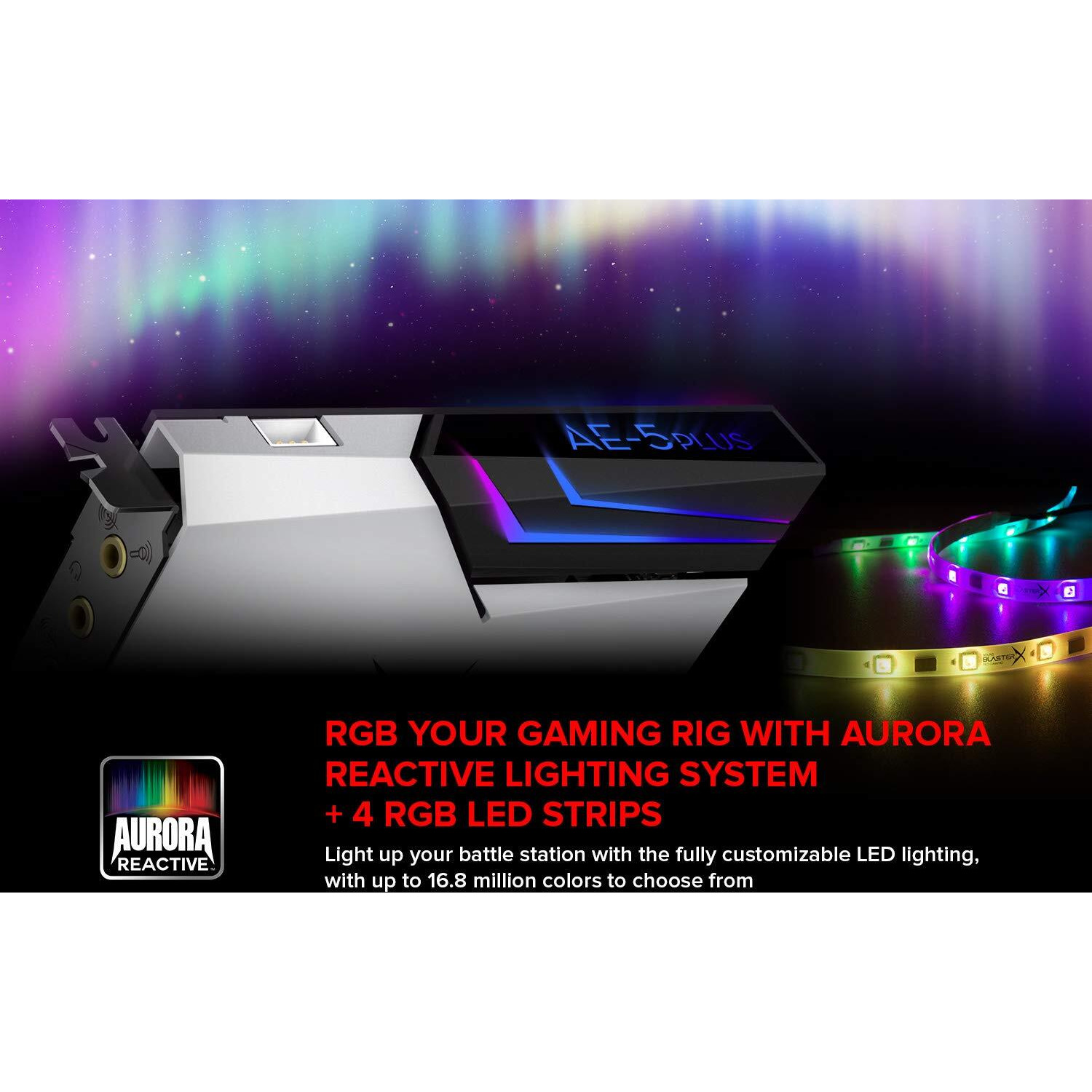 Creative Sound Blasterx Ae-5 Plus Pure Edition Sabre32 Ultra-Class 32-Bit/384Khz Pci-E Gaming Sound Card And Dac With Dolby Digital And Dts  Xamp Discrete Headphone Bi-Amp  122Db Snr  Rgb Led Strips