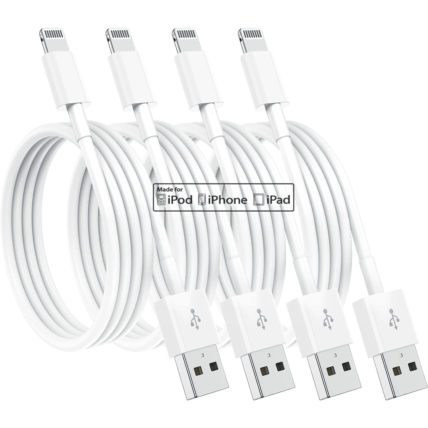4 Pack [Apple Mfi Certified] Apple Charging Cables 6Ft  Iphone Chargers  Lightning Fast Iphone Charging Cord For Iphone 12/11/11Pro/11Max/ X/Xs/Xr/Xs Max/8/7  Ipad(White)