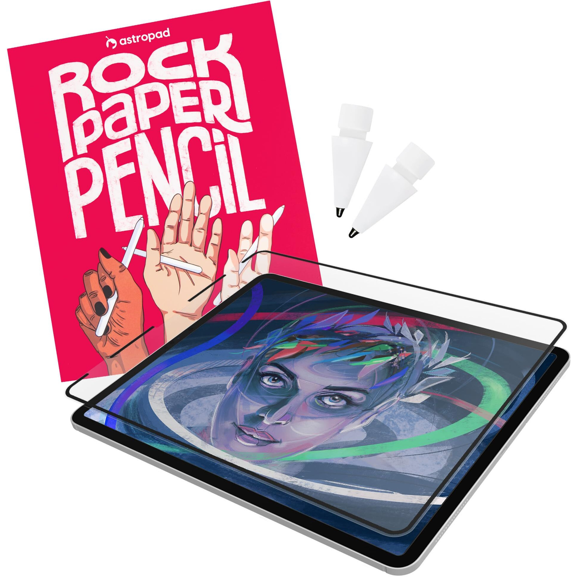 Astropad Rock Paper Pencil 2 - Paper Screen Protector For 11"" Ipad Pro (Gen 1-4) Or 10.9"" Ipad Air (Gen 4-5) + Apple Pencil Tips Replacement 2 Pack - Compatible With Apple Pencil 1St/2Nd Gens