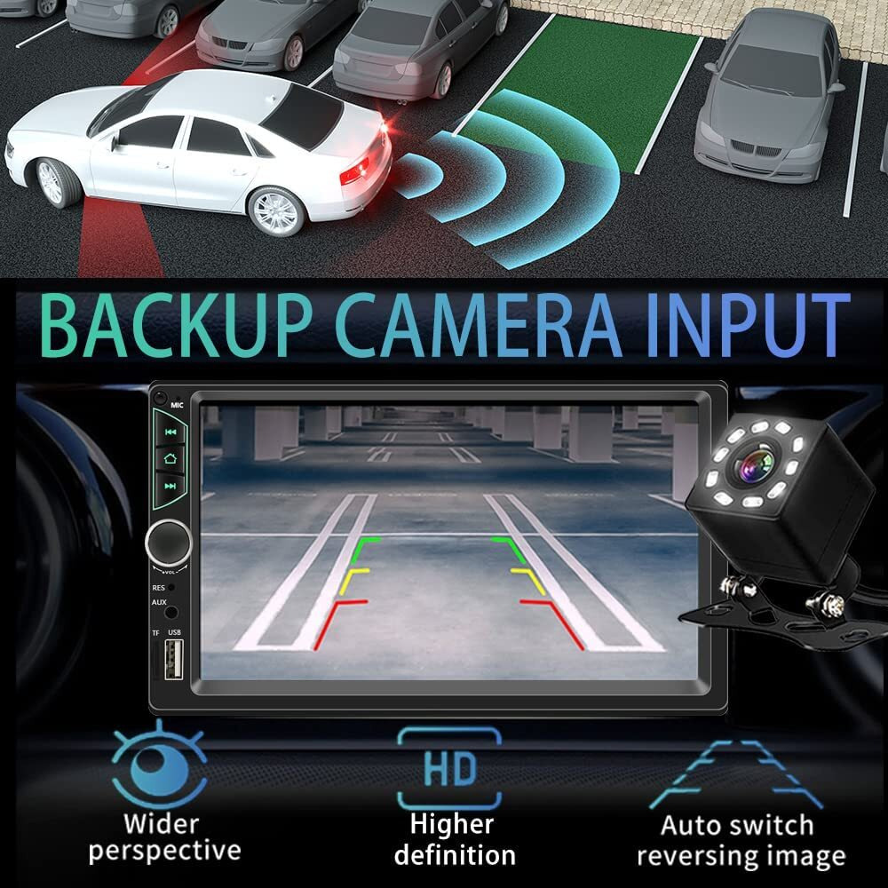 Double Din Car Stereo With Wireless Apple Carplay Wireless Android Auto 7 Inch Hd Touch Screen Car Radio With Bluetooth  Car Audio Receiver With Backup Camera Mirror Link Fm/Usb/Aux/Tf/Subwoofer