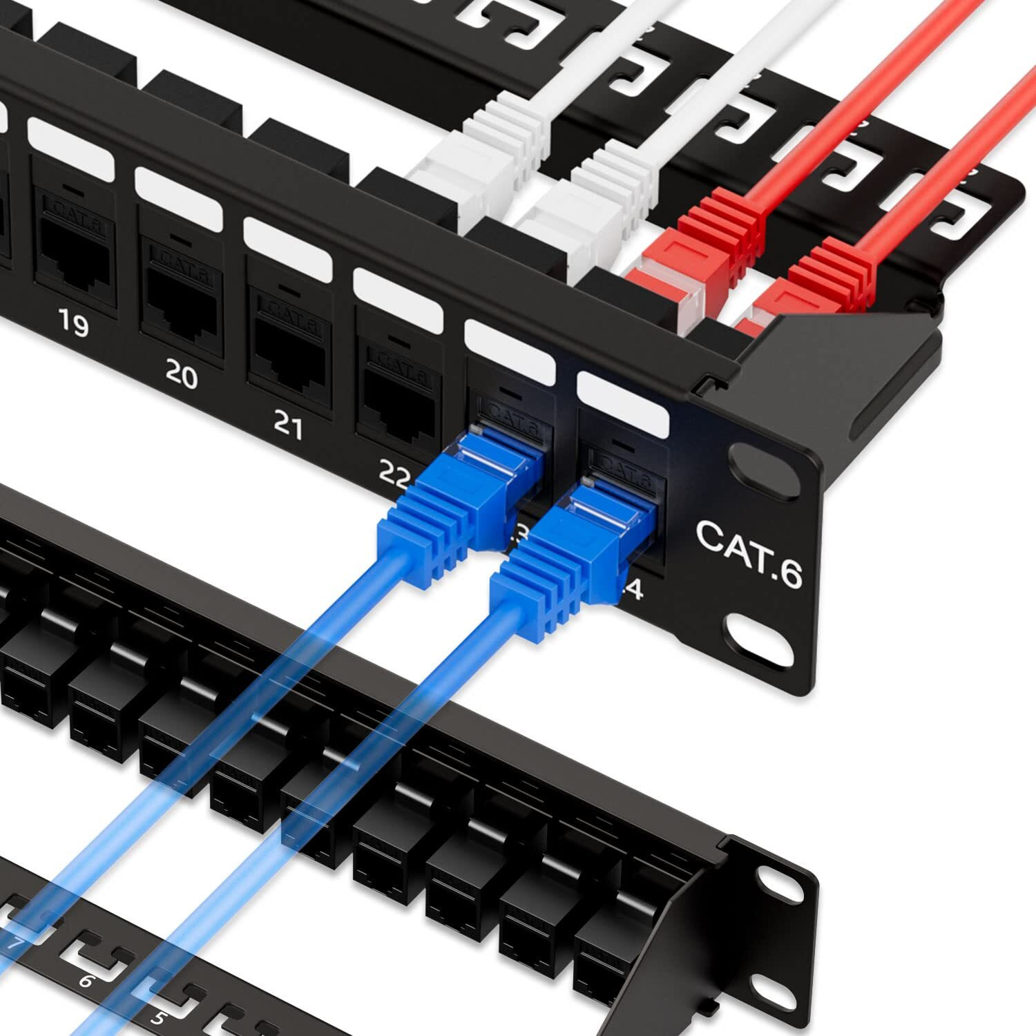 Iwillink 10Gbps Patch Panel 24 Port  Rj45 Through Coupler Cat6 Patch Panel Utp 19-Inch 1U With Back Bar  Wallmount Or Rackmount  Compatible With Cat5  Cat5E  Cat6 Cabling