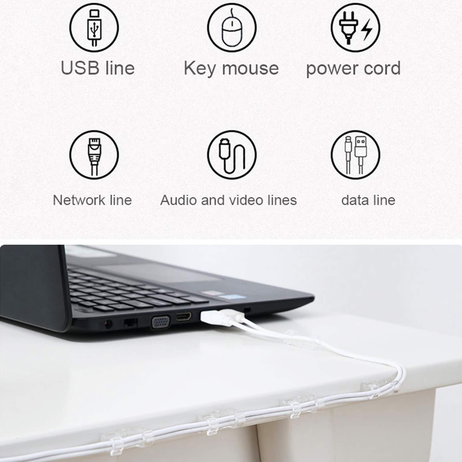 120Pcs Self Adhesive Transparent Cable Clips Wire Holder Sticky Heavy Duty Cable Clips Tidy And Organizer Drop Cord Management For Tv Pc Laptop Ethernet Cable Desktop Home Office