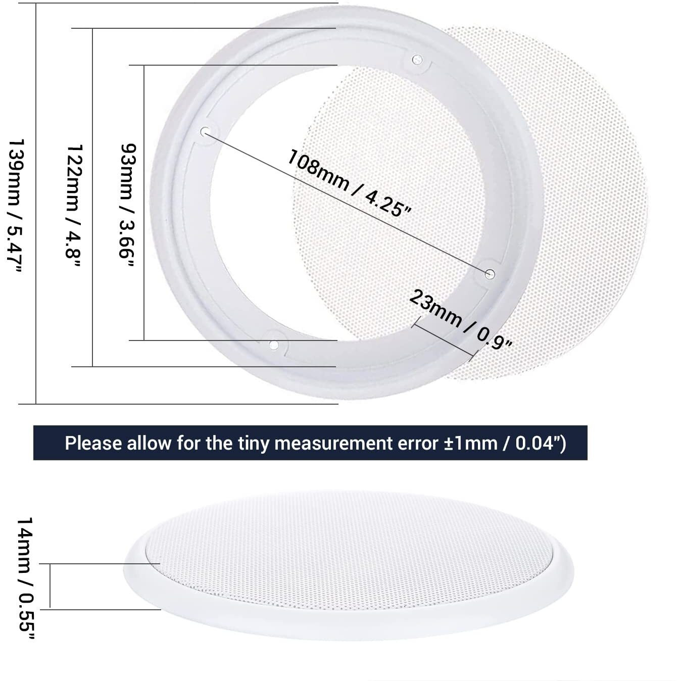 Facmogu 2Pcs 4In White Round Speaker Grill Covers  Universal Surface-Mount Ceiling Speaker/Hole Covers  Audio Speaker Mesh Guard Protective Case For Home Theater  Rv Or Marine Installation