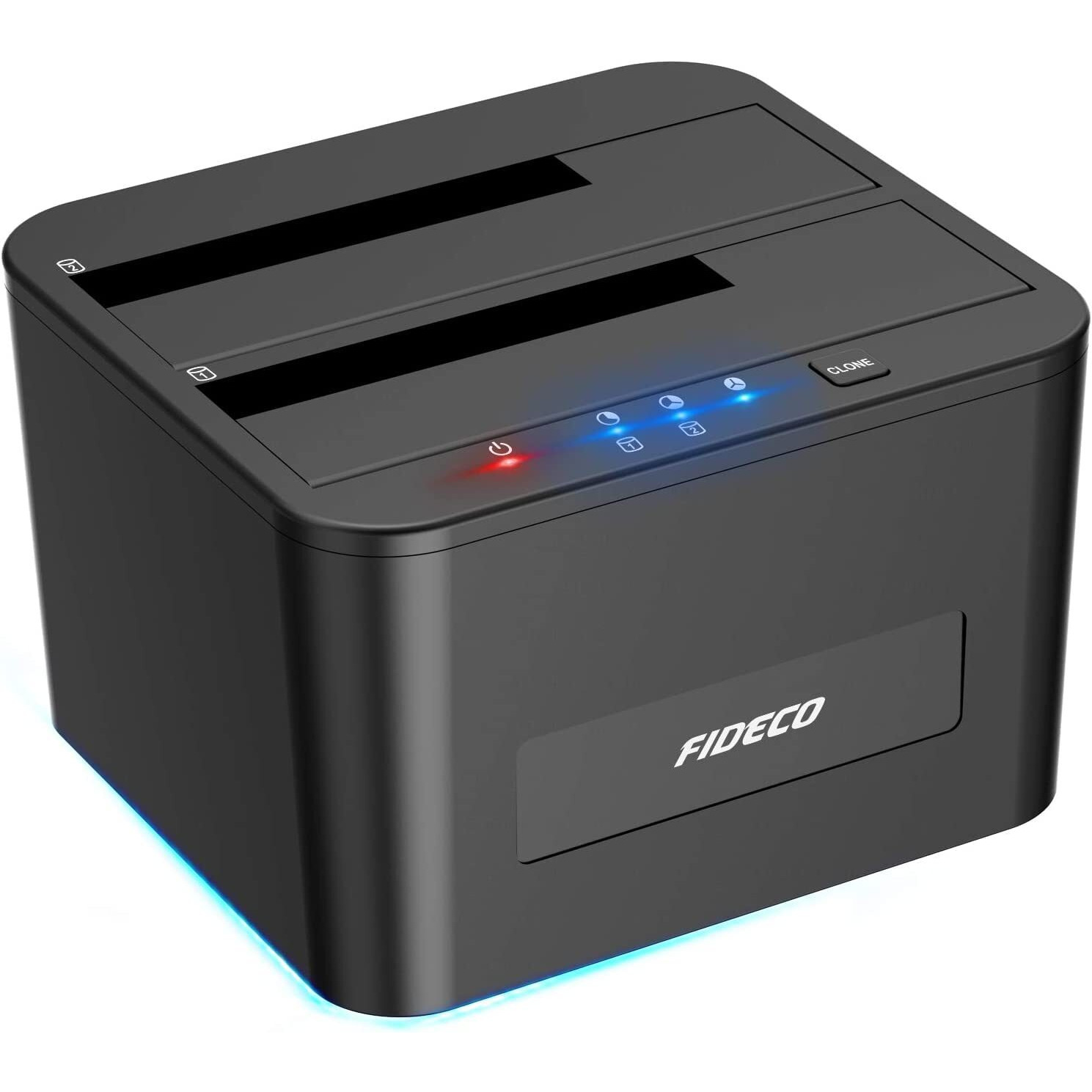 Fideco Hard Drive Docking Station  Usb 3.0 Sata Hdd Docking Station For 2.5 & 3.5 Inch Sata Hdd/Ssd  Dual Bay  Support Offline Clone And Uasp