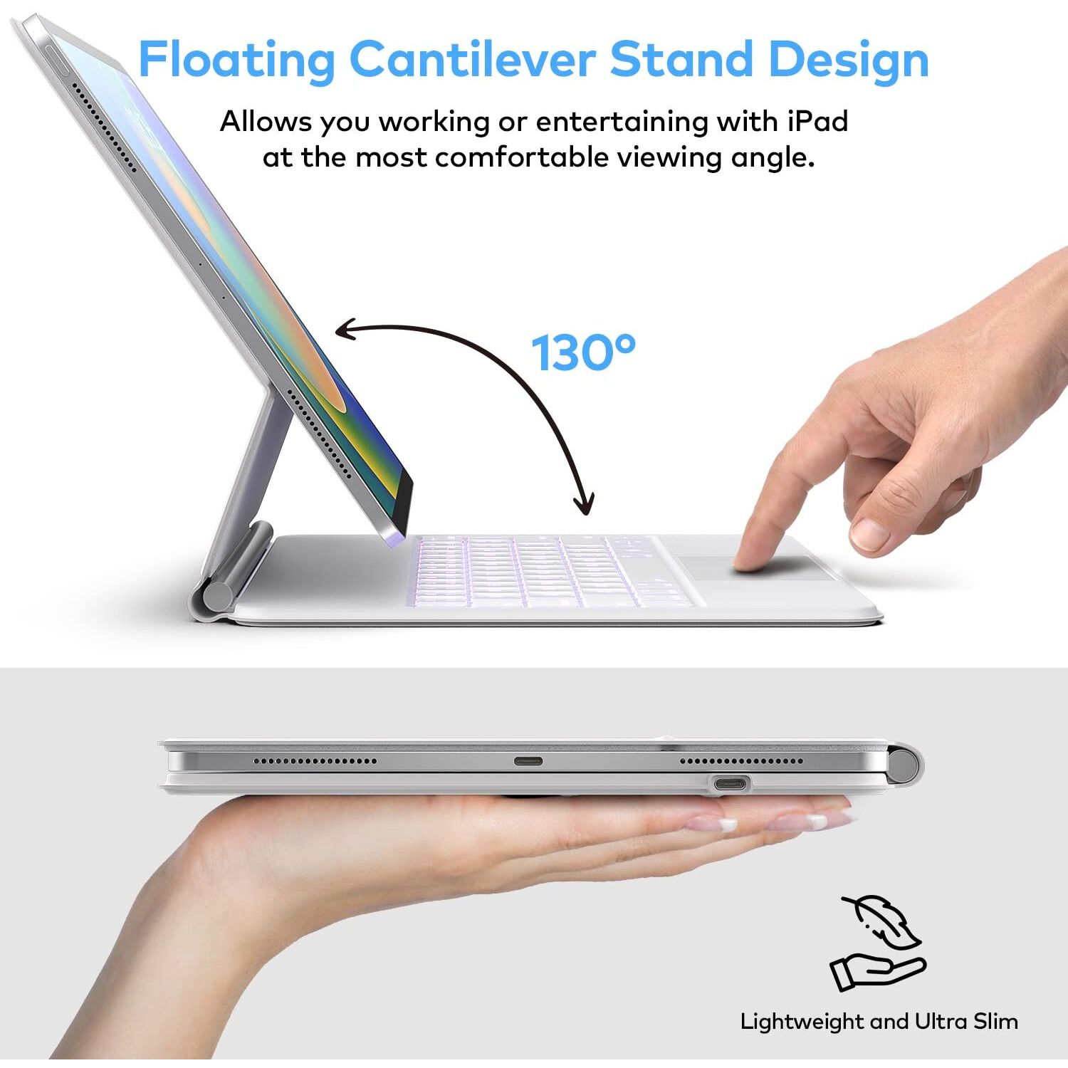 Keyboard Case For Ipad Air 11-Inch (M2) 2024 & Ipad Pro 11 Inch (1St/2Nd/3Rd/4Th Generation) - Magic-Style Magnetic Keyboard Case With Multi-Touch Trackpad Compatible With 10.9  Ipad Air 4Th/5Th Gen.