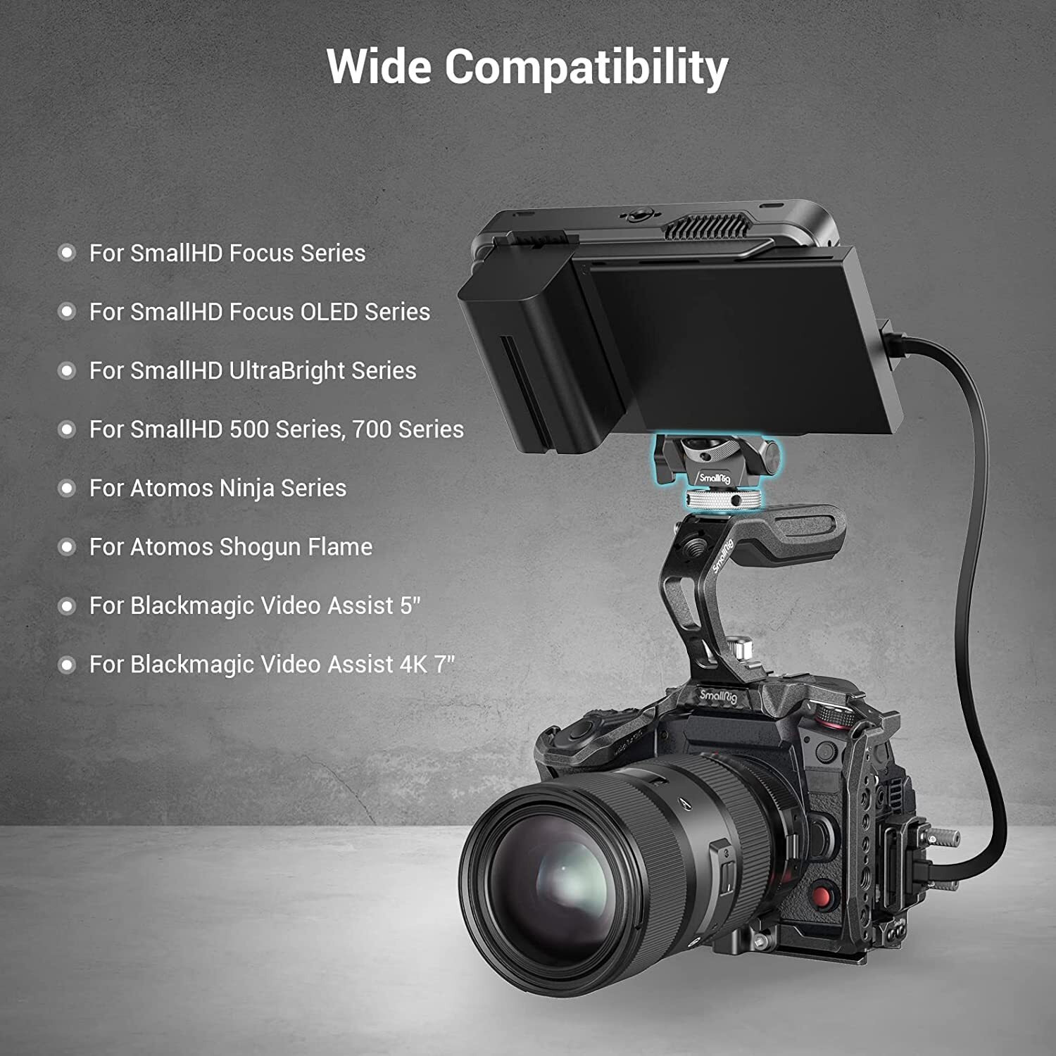 Smallrig Field Monitor Mount Monitor Holder Swivel And Tilt Adjustable With Cold Shoe Mount For 5"" And 7"" Monitor - 2905