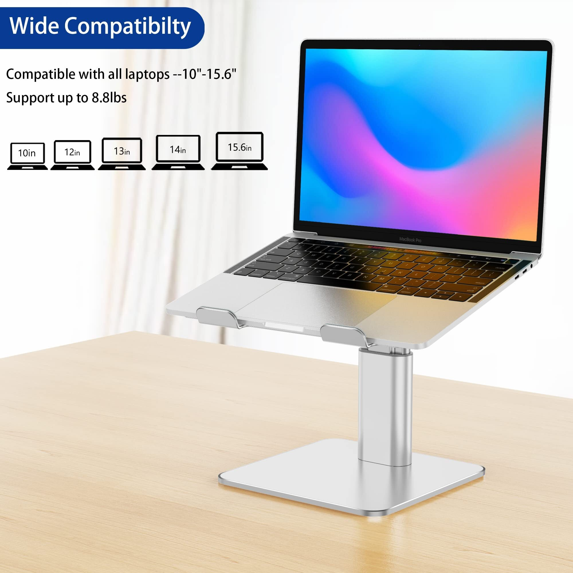 Besign Lsx6N Laptop Stand  Ergonomic Adjustable Notebook Riser Holder  Computer Stand Compatible With Air  Pro  Dell  Hp  Lenovo More 10-15.6"" Laptops  Silver