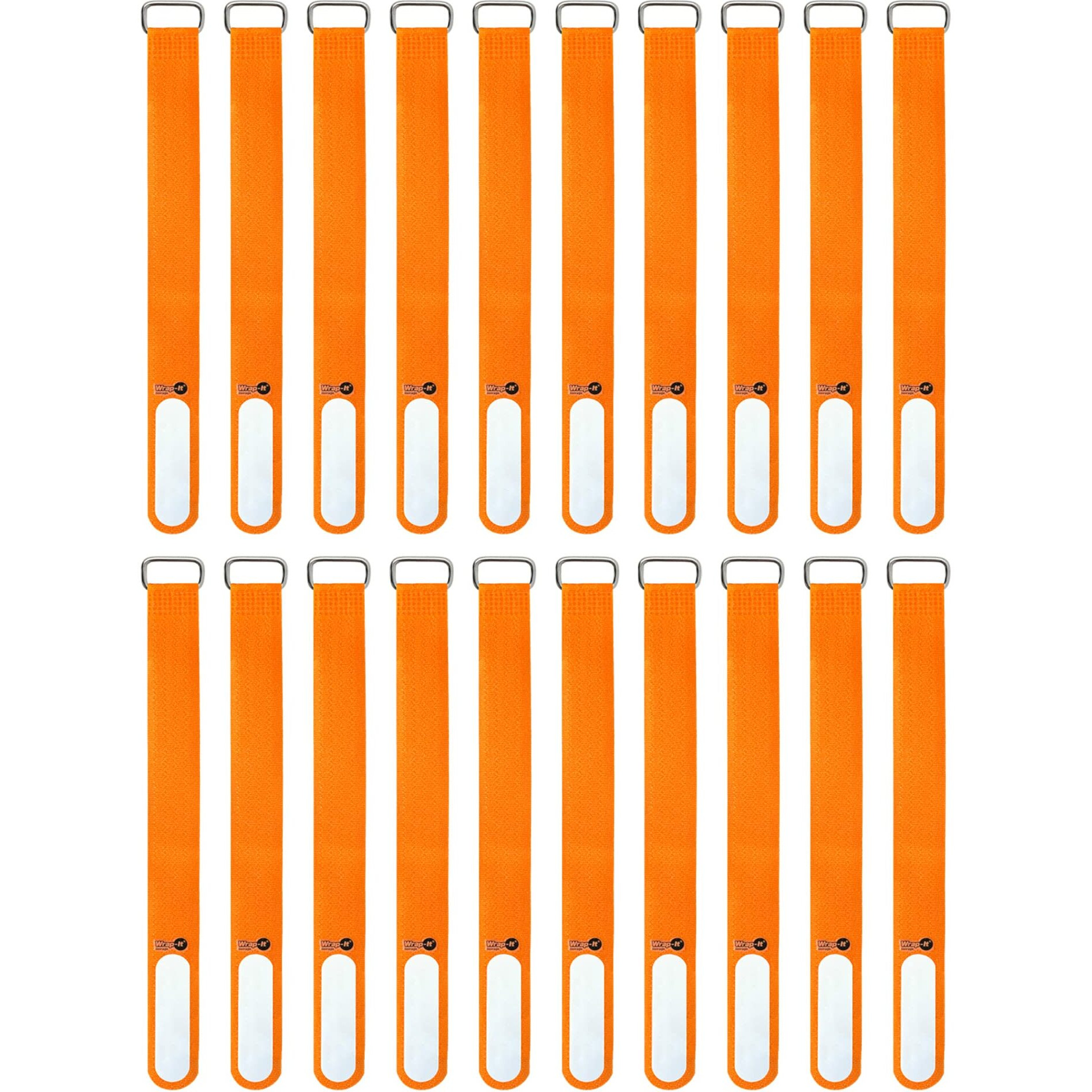 Wrap-It Storage Cinch-Straps  8"" 18 Pack (Orange)  Features Buckle And Label For Cord Identification  Reusable Multi-Purpose Securing Cable Straps  Cord Wrap  Cord Organizers