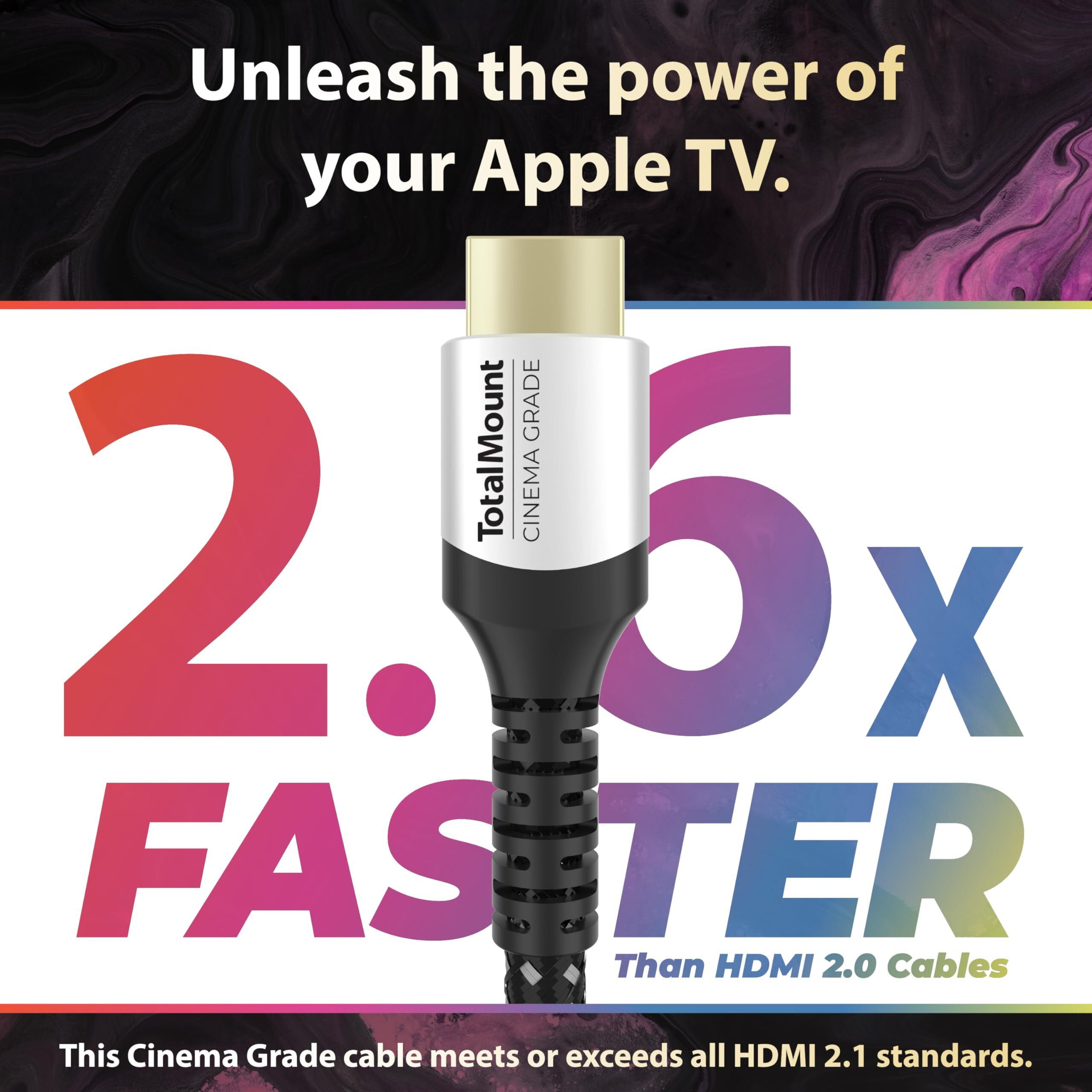 Totalmount Cinema Grade - Gold-Plated Hdmi Cable For Apple Tv - Hd  4K  8K  And 10K - Full Apple Tv Compatibility (3 Feet)