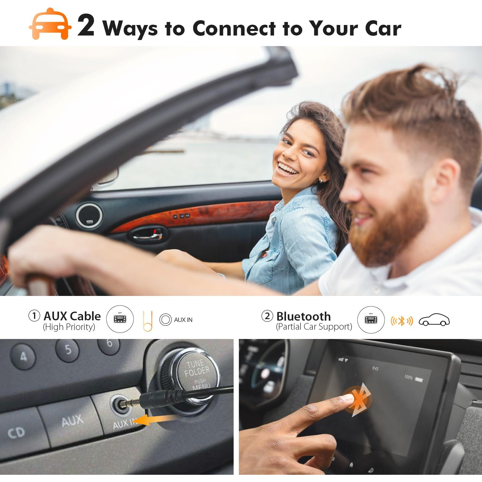 Hott Cd711T Bluetooth Rechargeable Portable Cd Player For Home Travel And Car With Stereo Headphones And  Anti Shock Protection-Black