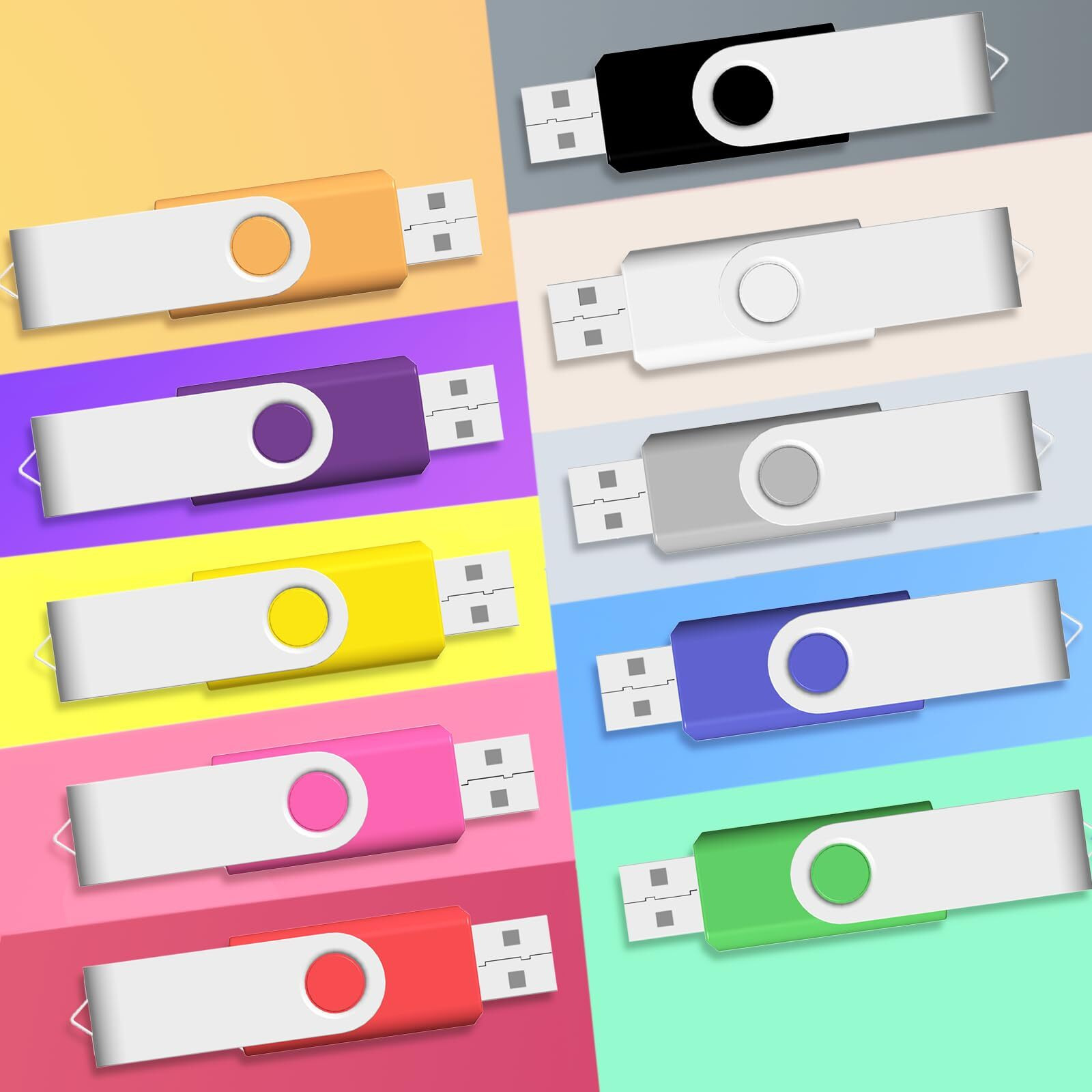 16Gb Usb Flash Drive 10 Pack  Usb Drives 16Gb Jbos Memory Stick Swivel Gig Stick Flash Drives 16Gb Usb2.0 Pendrive  Thumb Drives 10 Pack  Zip Drive  Jump Drive  16Gb Usb (Mixed Colors)