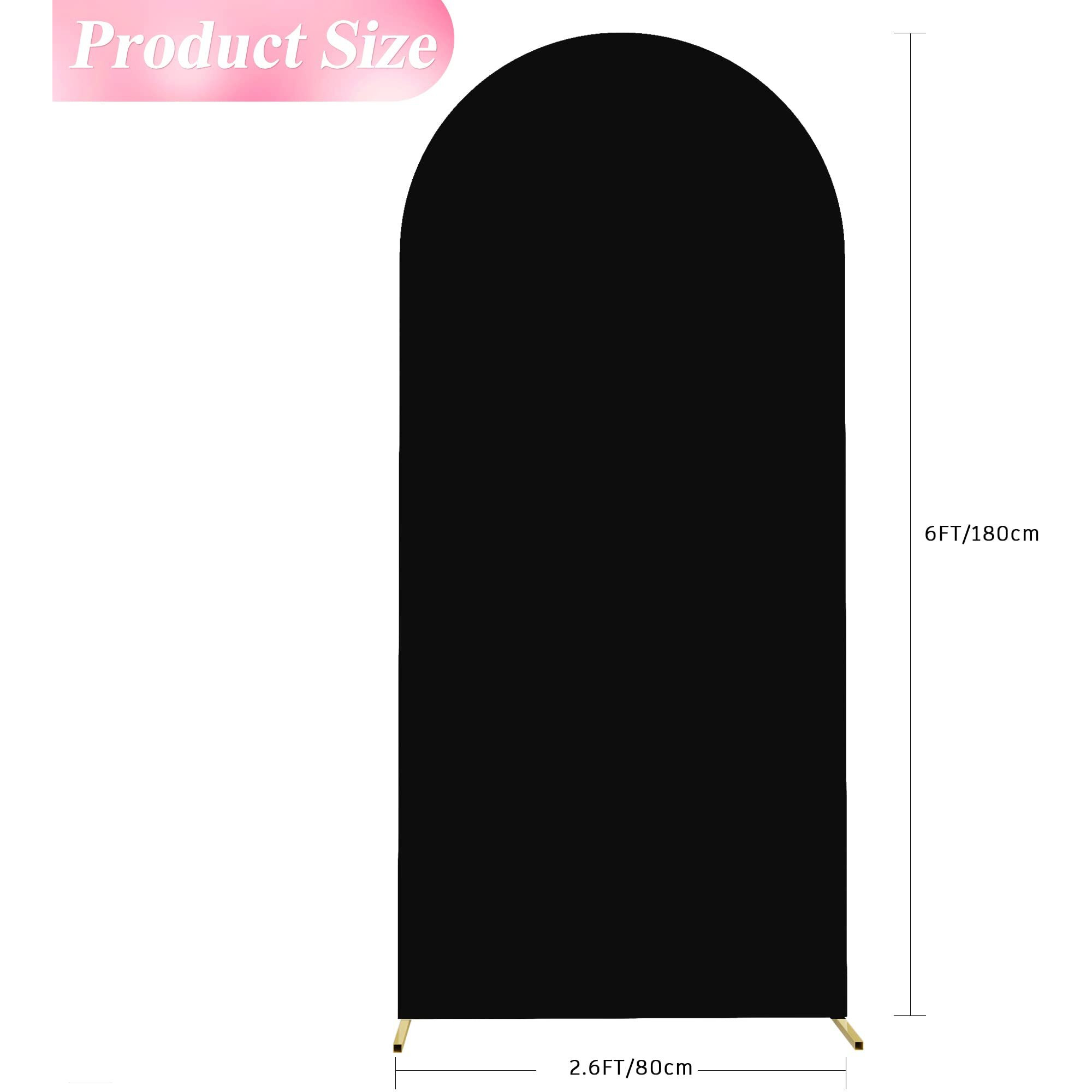 Wokceer 6Ft Wedding Arch Cover Spandex Fitted Wedding Arch Stand Covers Round Top Chiara Arch Backdrop Cover For Birthday Party Ceremony Banquet Decoration Black