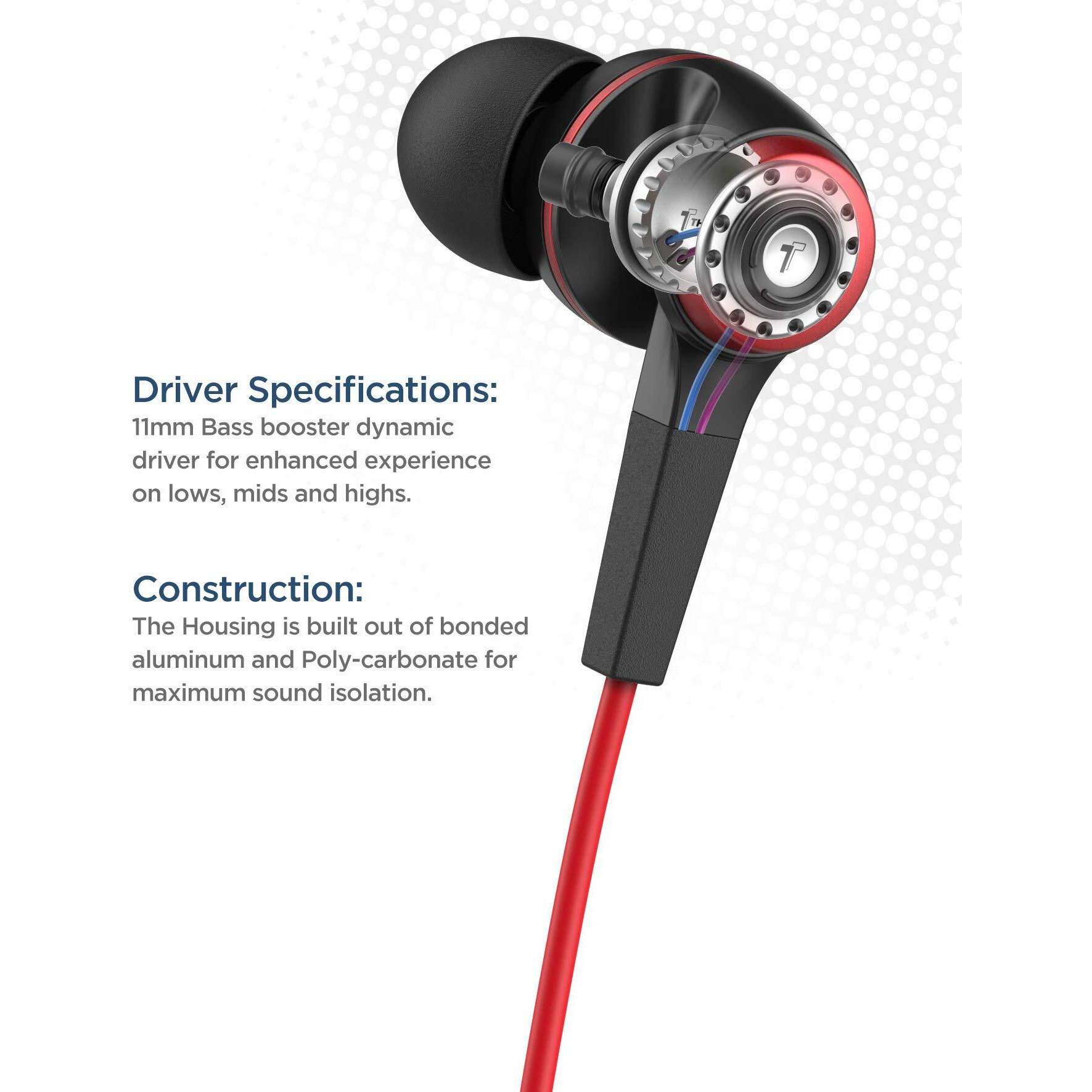 Thore Iphone Earphones (Apple Mfi Certified) V120 In Ear Wired Lightning Earbuds (Sweat/Water Resistant) Headphones With Mic/Volume Remote For Iphone 12/13/14 Pro Max - Red