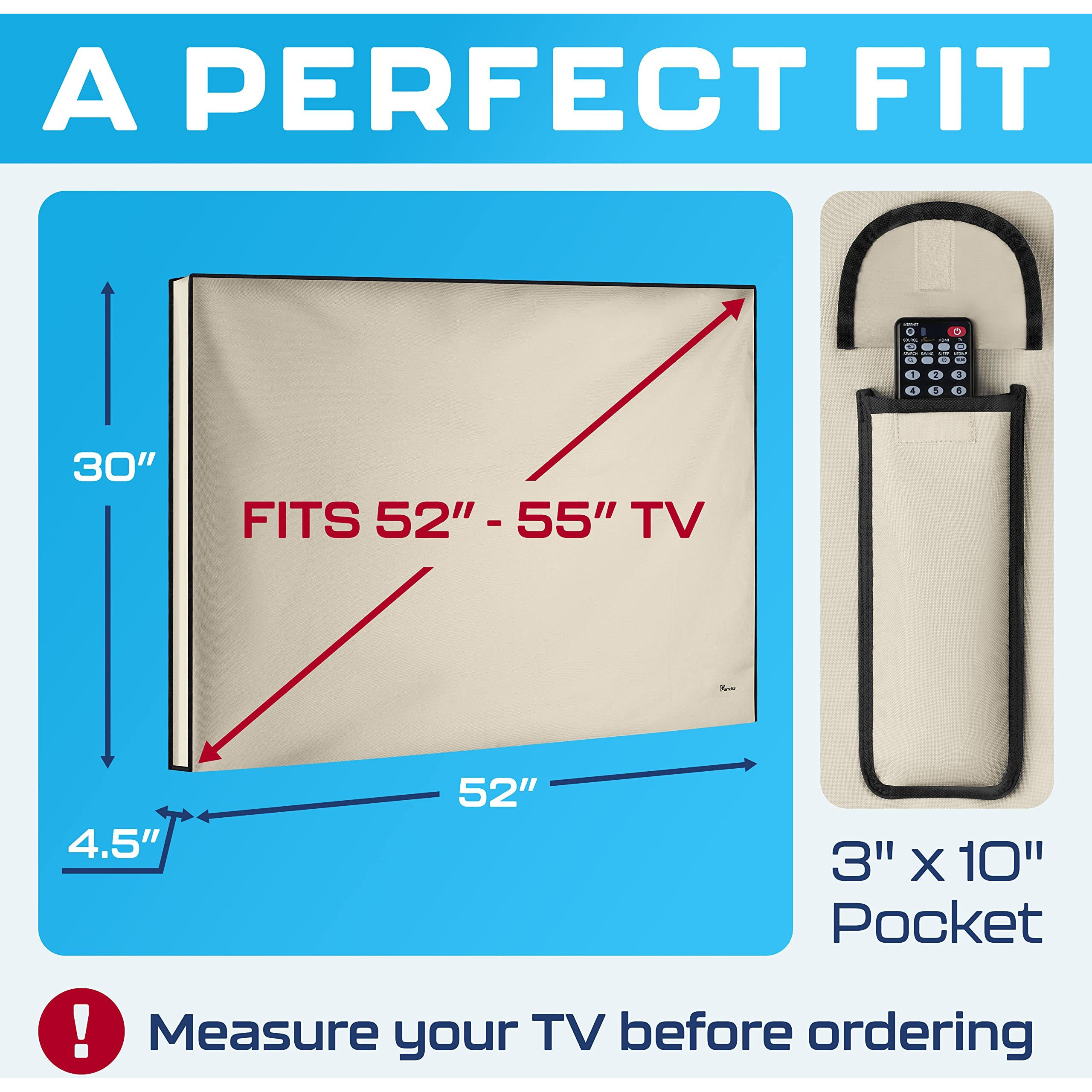 Outdoor Tv Cover 55 Inch Weatherproof And Waterproof | Tv Cover For Outside 55 | Outdoor Tv Enclosure | Smart Shield Tv Screen Protector For Outside Tv | 55 Inch Tv Cover Outdoor | Tv Display Protectors - Beige