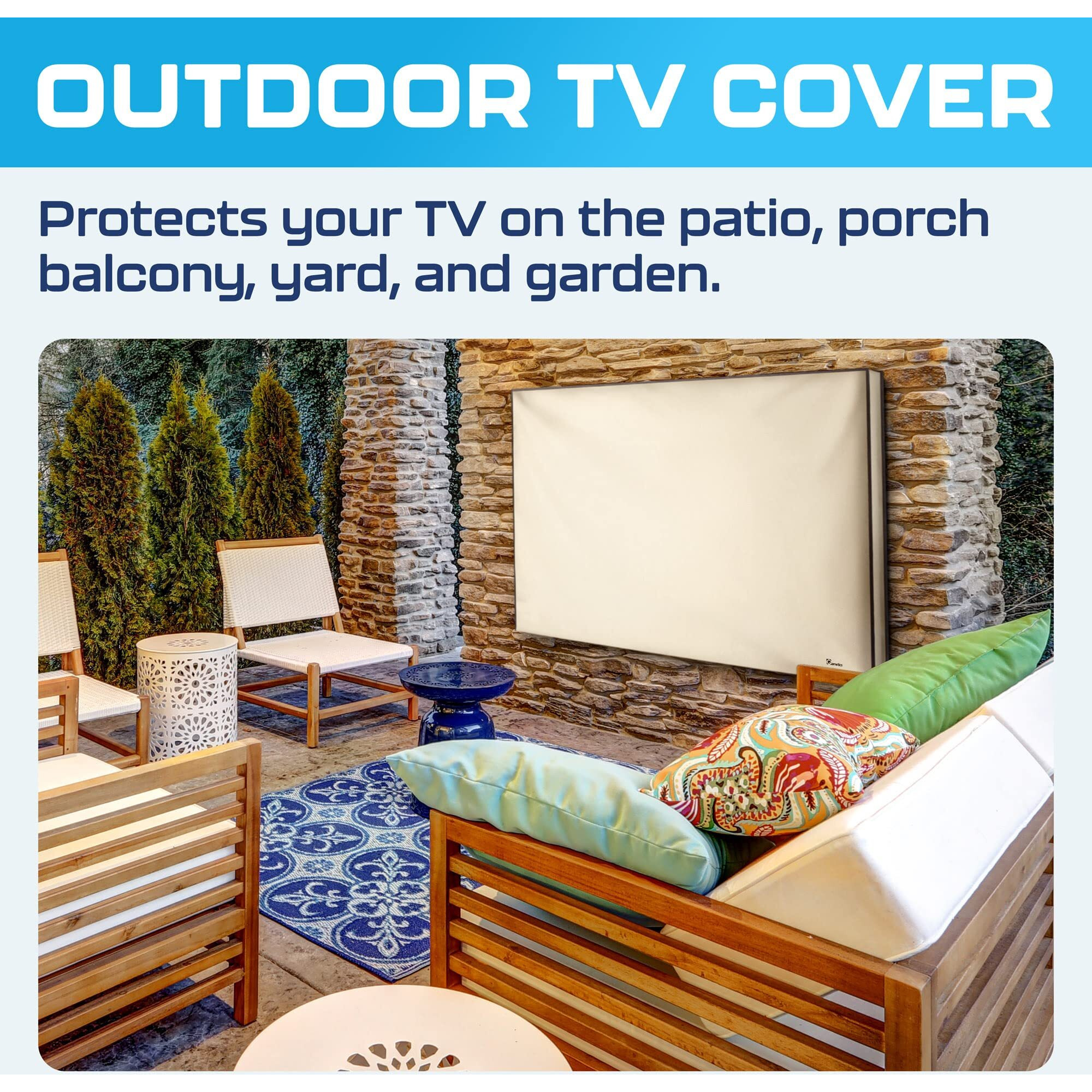 Outdoor Tv Cover 55 Inch Weatherproof And Waterproof | Tv Cover For Outside 55 | Outdoor Tv Enclosure | Smart Shield Tv Screen Protector For Outside Tv | 55 Inch Tv Cover Outdoor | Tv Display Protectors - Beige
