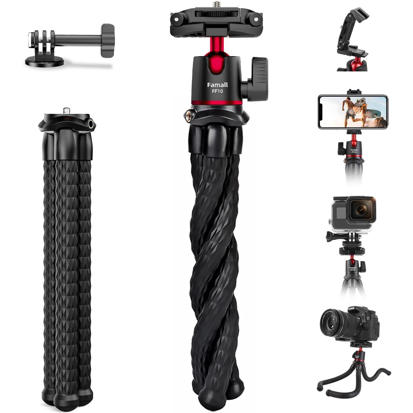 Camera Tripod  Famall Flexible Tripod Stand For Phone With Cold Shoe Phone Mount For Iphone Canon Nikon Sony Cameras