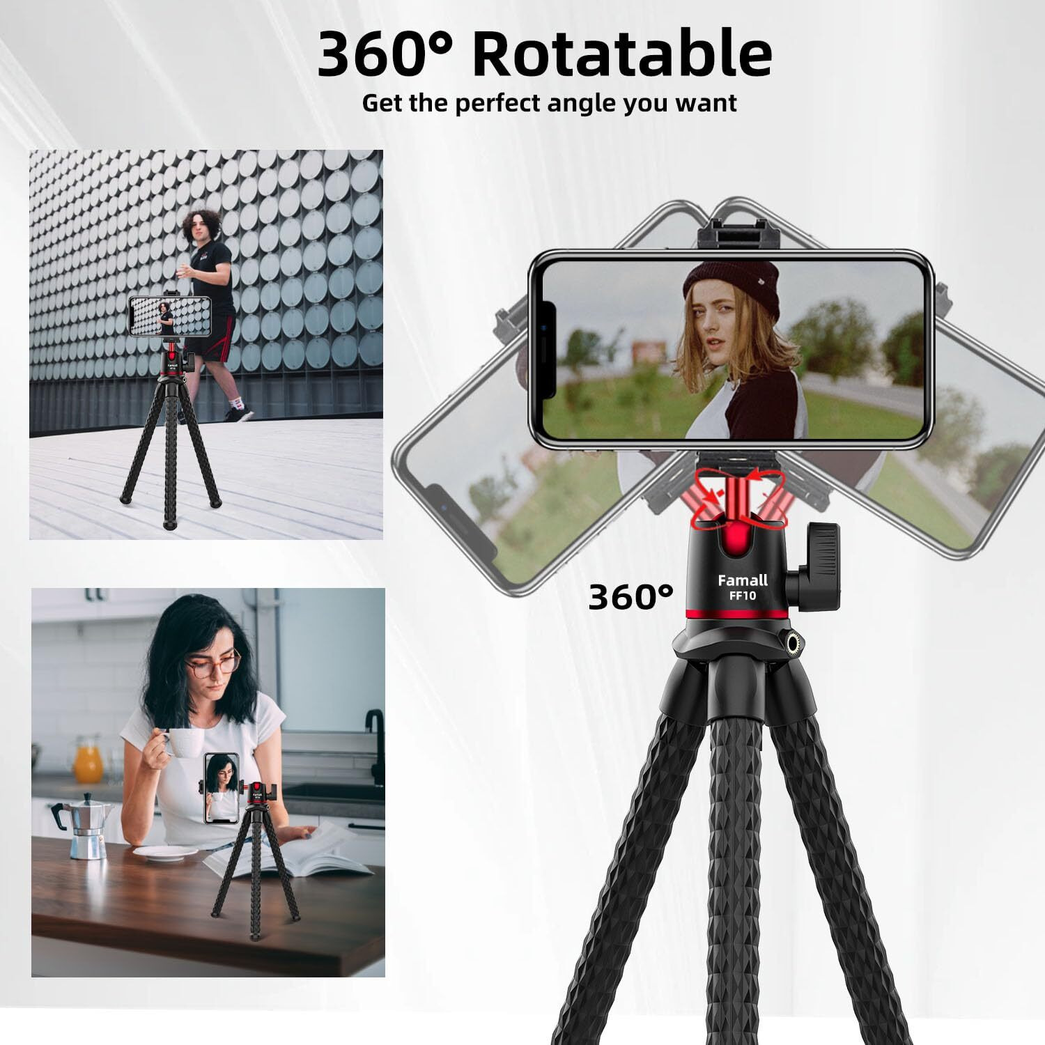 Camera Tripod  Famall Flexible Tripod Stand For Phone With Cold Shoe Phone Mount For Iphone Canon Nikon Sony Cameras