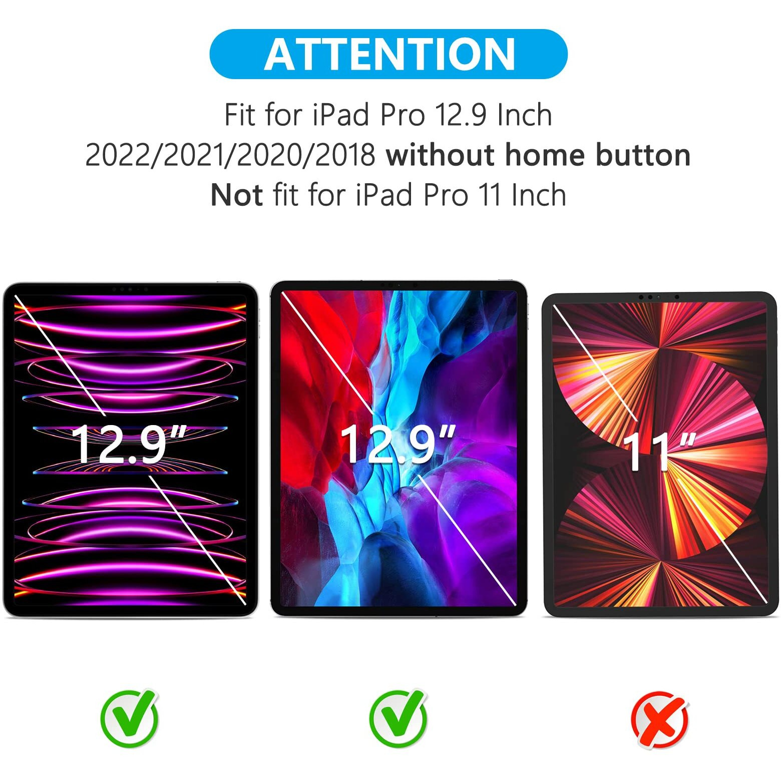 Sparin 2 Pack Screen Protector Compatible With Ipad Pro 12.9 Inch 2022/2021/2020/2018 Released (6Th/5Th/4Th/3Rd) Without Home Button  Tempered Glass Screen Protector Work With Face Id