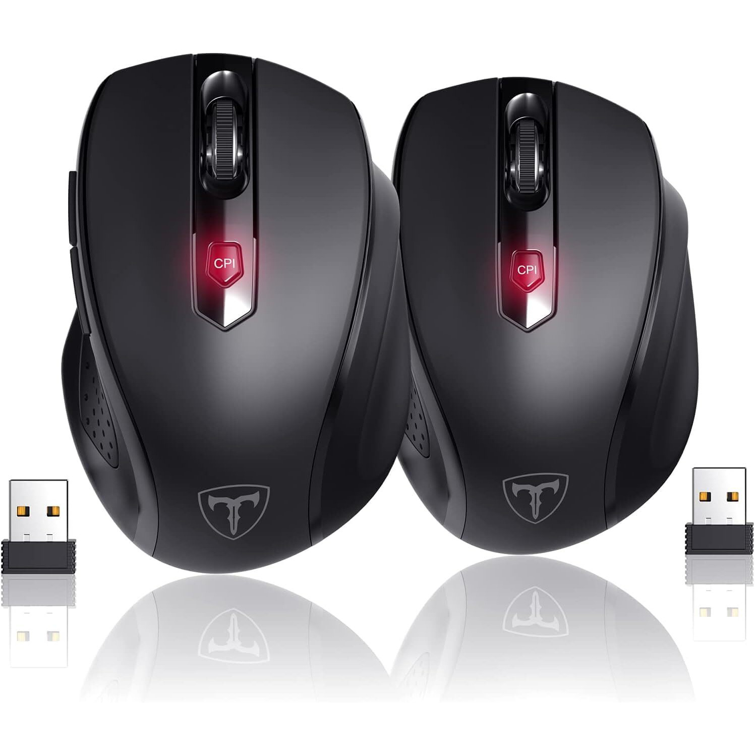 Hotweems Wireless Mouse  D-09 Computer Mouse Usb Cordless Mice For Laptop  Ergo Grips  Lightspeed 5-Level 2400 Dpi  16 Months Battery  Portable For Pc Mac Chromebook (2Pack)