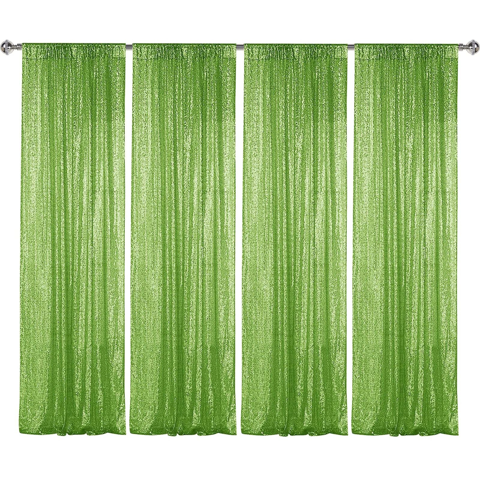 Sugargirl Green Sequin Backdrop Curtain 4 Panels 2Ftx8Ft Glitter Green Background Drapes Sparkle Photography Backdrop For Party Wedding Birthday Wall Decoration