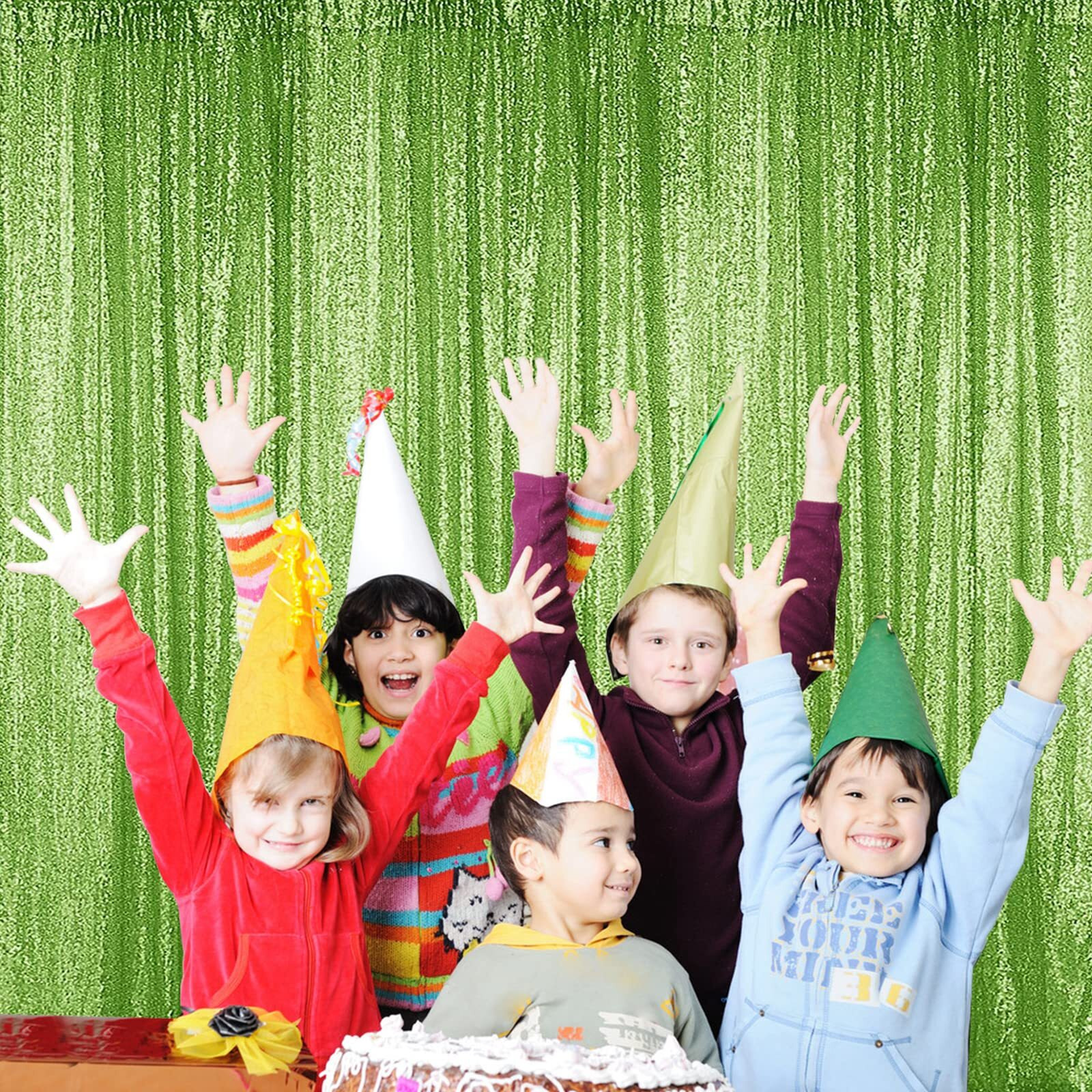 Sugargirl Green Sequin Backdrop Curtain 4 Panels 2Ftx8Ft Glitter Green Background Drapes Sparkle Photography Backdrop For Party Wedding Birthday Wall Decoration