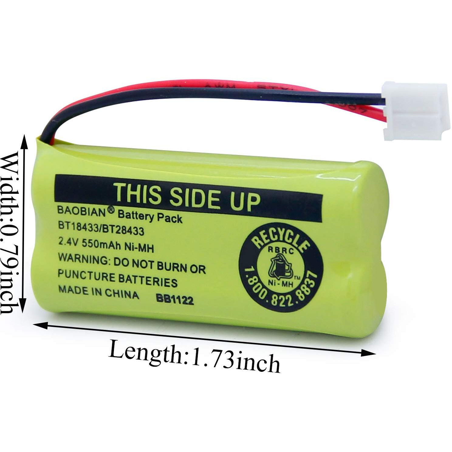 Baobian Bt18433 Bt28433 Cordless Phone Battery Compatible With At&T/Lucent Bt-18433 Bt-184342 Bt-28433 Bt-284342 Bt-6010 Bt-8000 Bt-8001 Bt-8300 Empire Cph-515D Cph515D 2.4V 550Mah Ni-Mh(Pack Of 3)