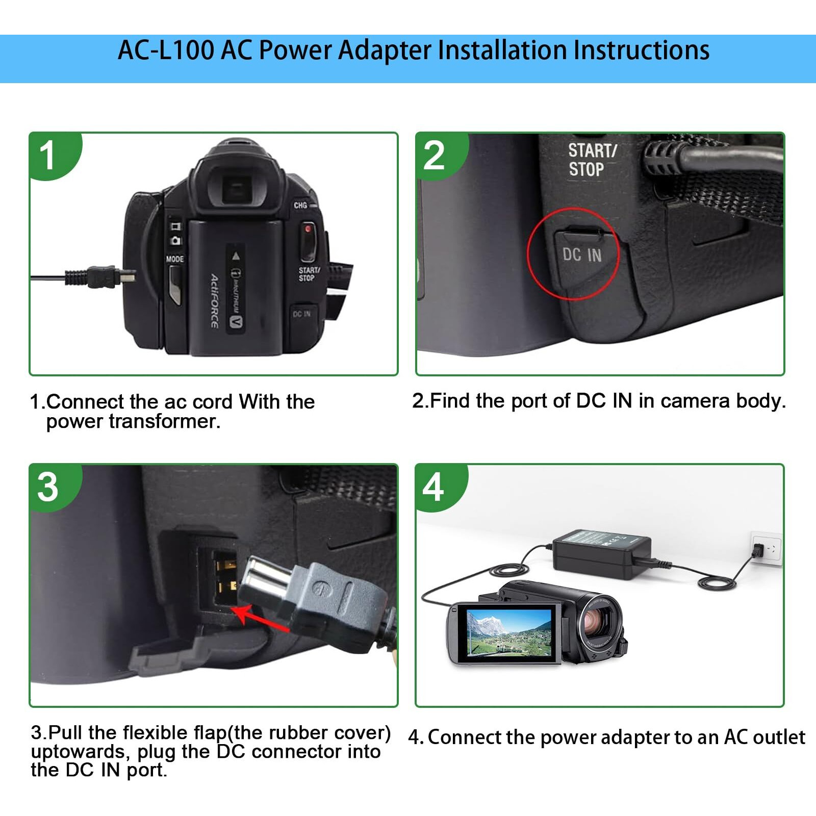 Tkdy Ac-L100 For Sony Handycam Camcorder Charger Cord  Acl100 Power Supply Adapter For Sony Hi8 Dcr Trv128 Trv103 Trv130 Trv150  Ccd-Trv108 Trv308 Replace Ac-L10A L10B L15A L15B L100A L100B L100C.