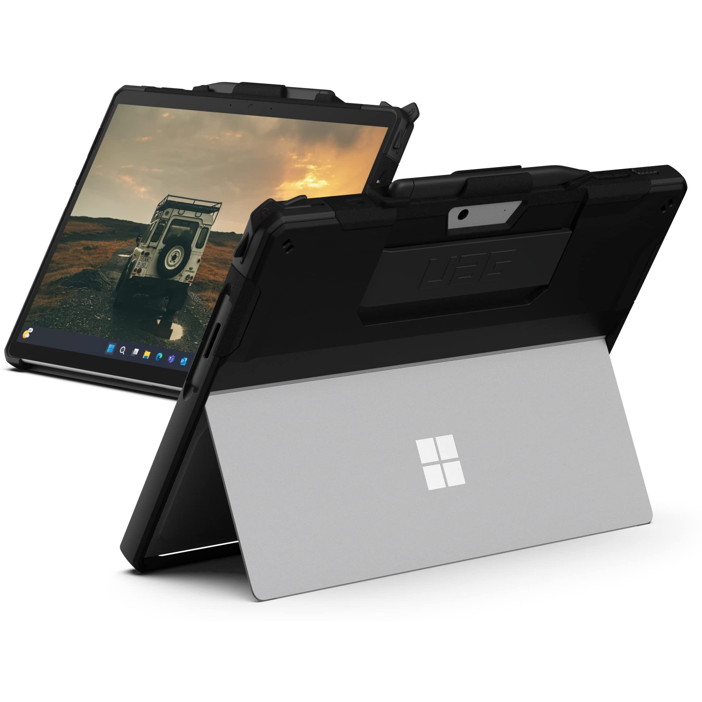 Urban Armor Gear Uag Designed For Microsoft Surface Pro 11/10/9 Case With Kickstand Hand Strap & Pen Holder Compatible With Type Cover Keyboard Rugged Protective Cover Heavy Duty  Scout Black