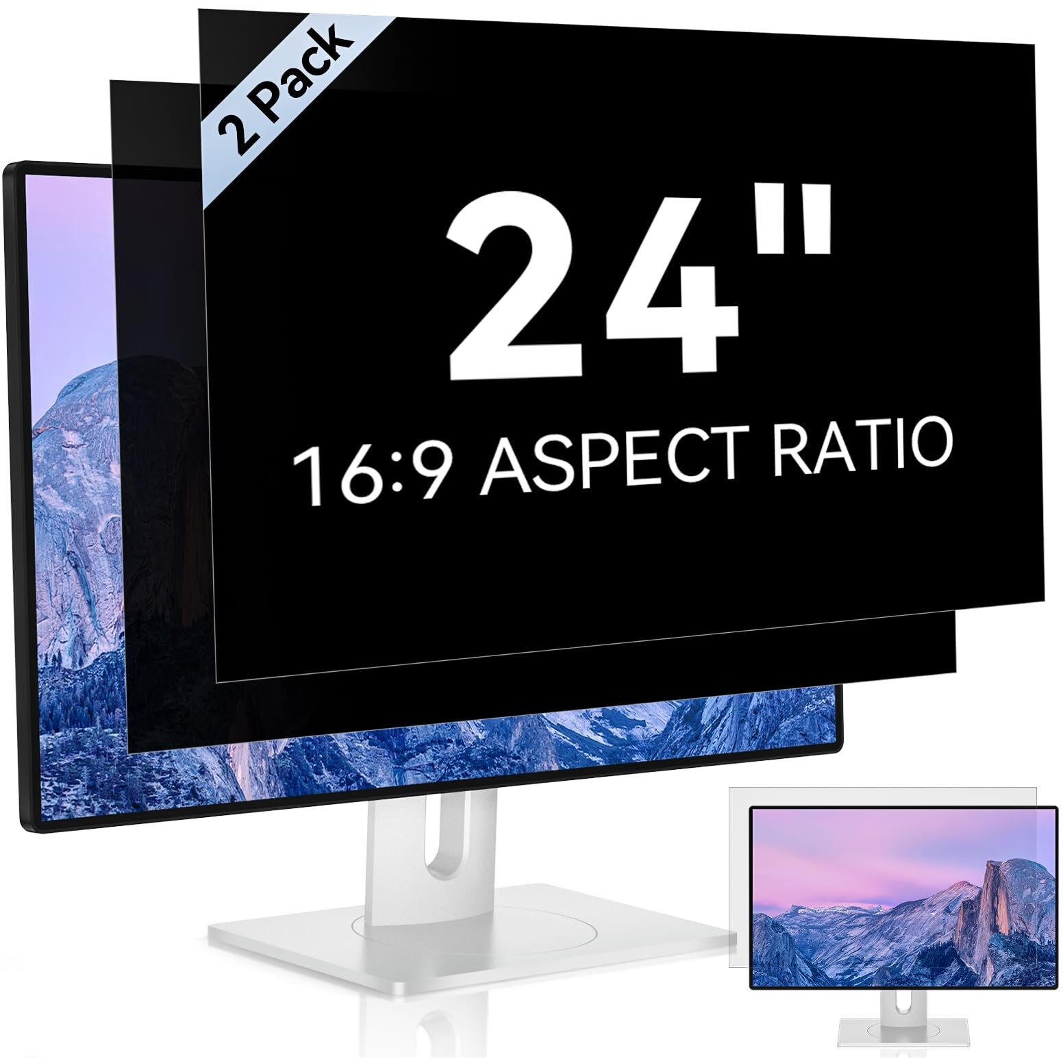 [2 Pack] 24 Inch Computer Privacy Screen For 169 Aspect Ratio Widescreen Monitor  Eye Protection Anti Glare Blue Light Computer Monitor Privacy Filter  Removable Anti-Scratch 24In Protector Film