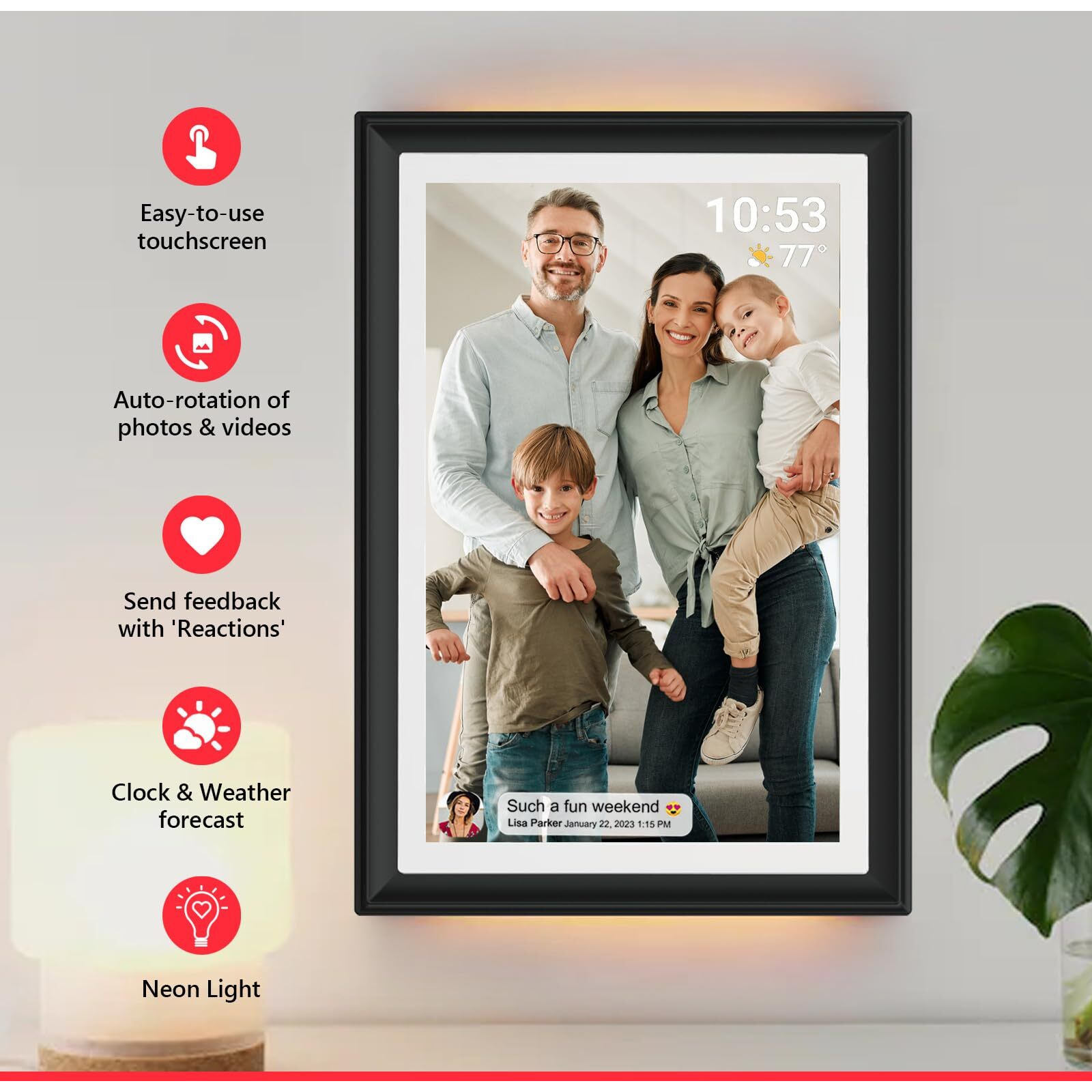 32Gb Frameo 10.1 Inch Wifi Digital Photo Frame With Led Light  1280X800 Hd Ips Lcd Touch Screen  Auto-Rotate Portrait And Landscape  32Gb Storage  Share Moments Instantly Via Frameo App From Anywhere