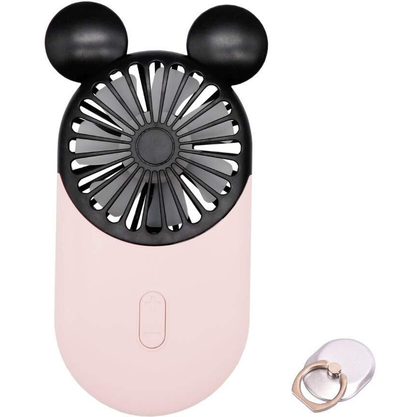 Decolife Cute Personal Mini Fan  Handheld & Portable Usb Rechargeable Fan With Beautiful Led Light  3 Adjustable Speeds  Portable Holder  Perfect For Indoor Or Outdoor Activities  Cute Mouse (Pink)