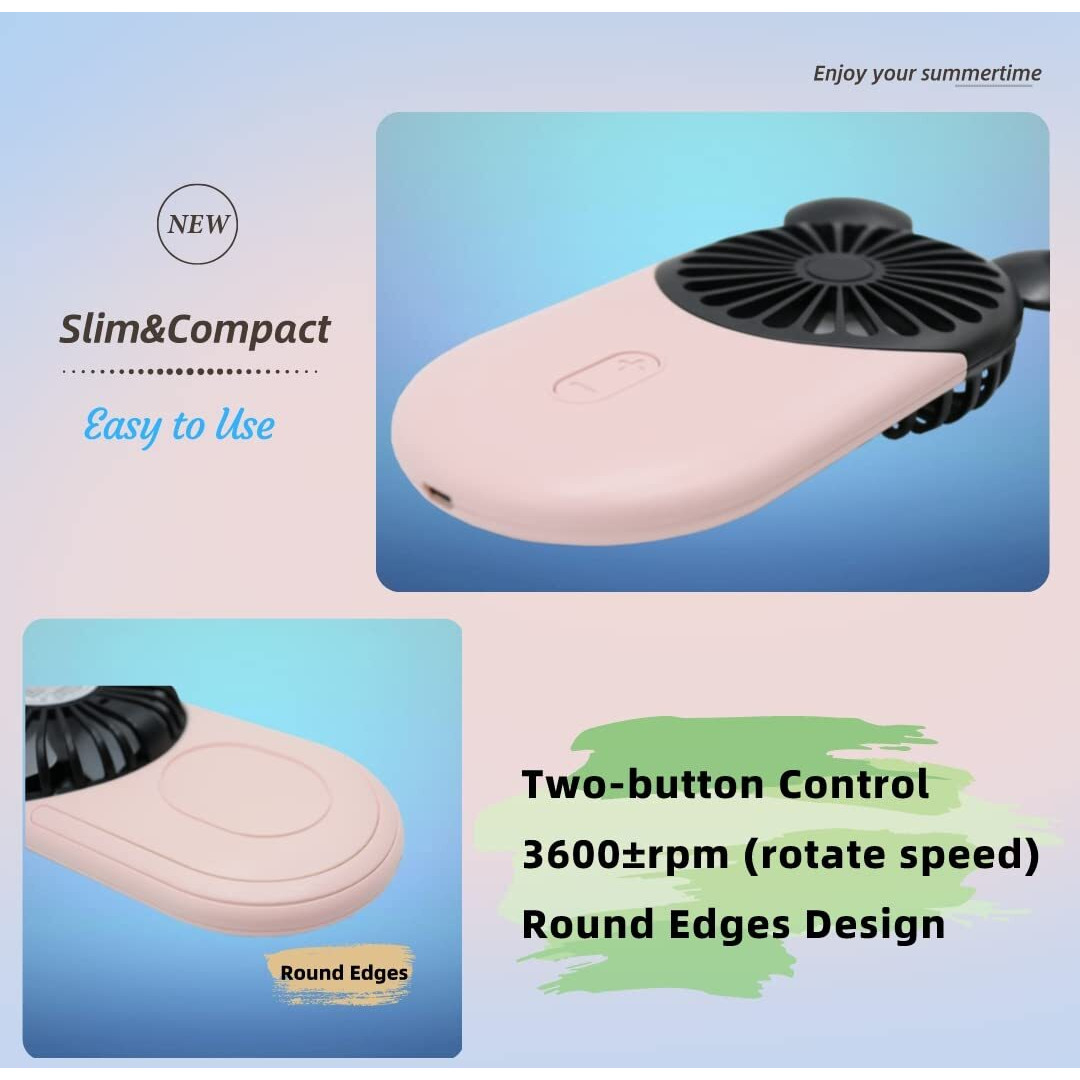 Decolife Cute Personal Mini Fan  Handheld & Portable Usb Rechargeable Fan With Beautiful Led Light  3 Adjustable Speeds  Portable Holder  Perfect For Indoor Or Outdoor Activities  Cute Mouse (Pink)