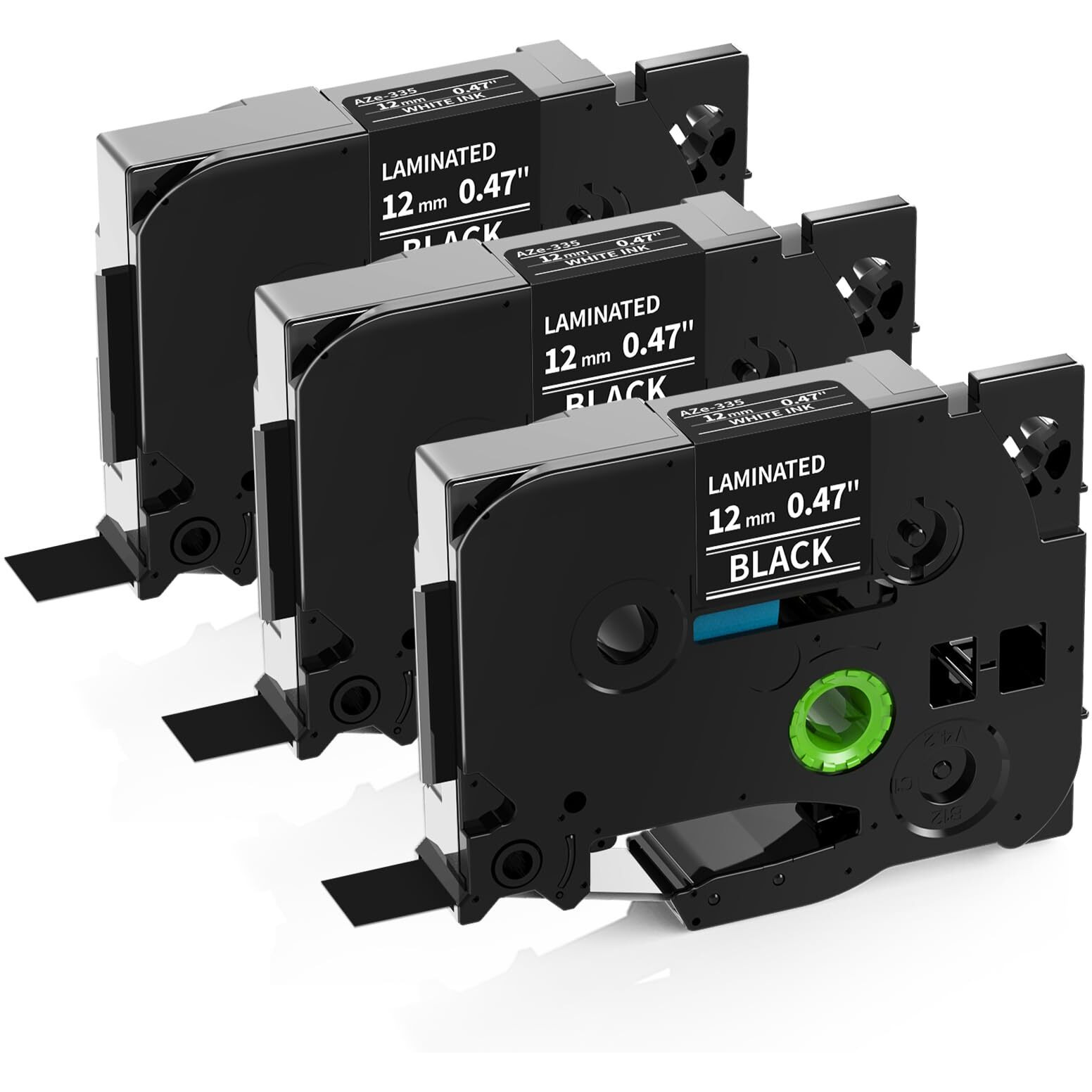 Greateam Black Label Tape Replacement For Brother P-Touch Black Label Tape Tze-335 12Mm 0.47'' Tz Tape White On Black Compatible With Ptd210 Pth110 Ptd220 Ptd400 Ptd410 Ptd600 Label Maker