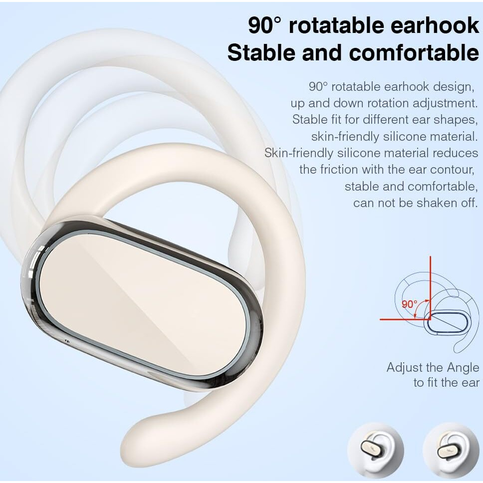 Butyoef Open Ear Headphones 360-Degree Panoramic Sound  Dt4.0 Without Sound Loss Air Conduction  48H Range Led Display Ipx7 Waterproof  Wireless Earbuds For Meeting  Driving Traveling