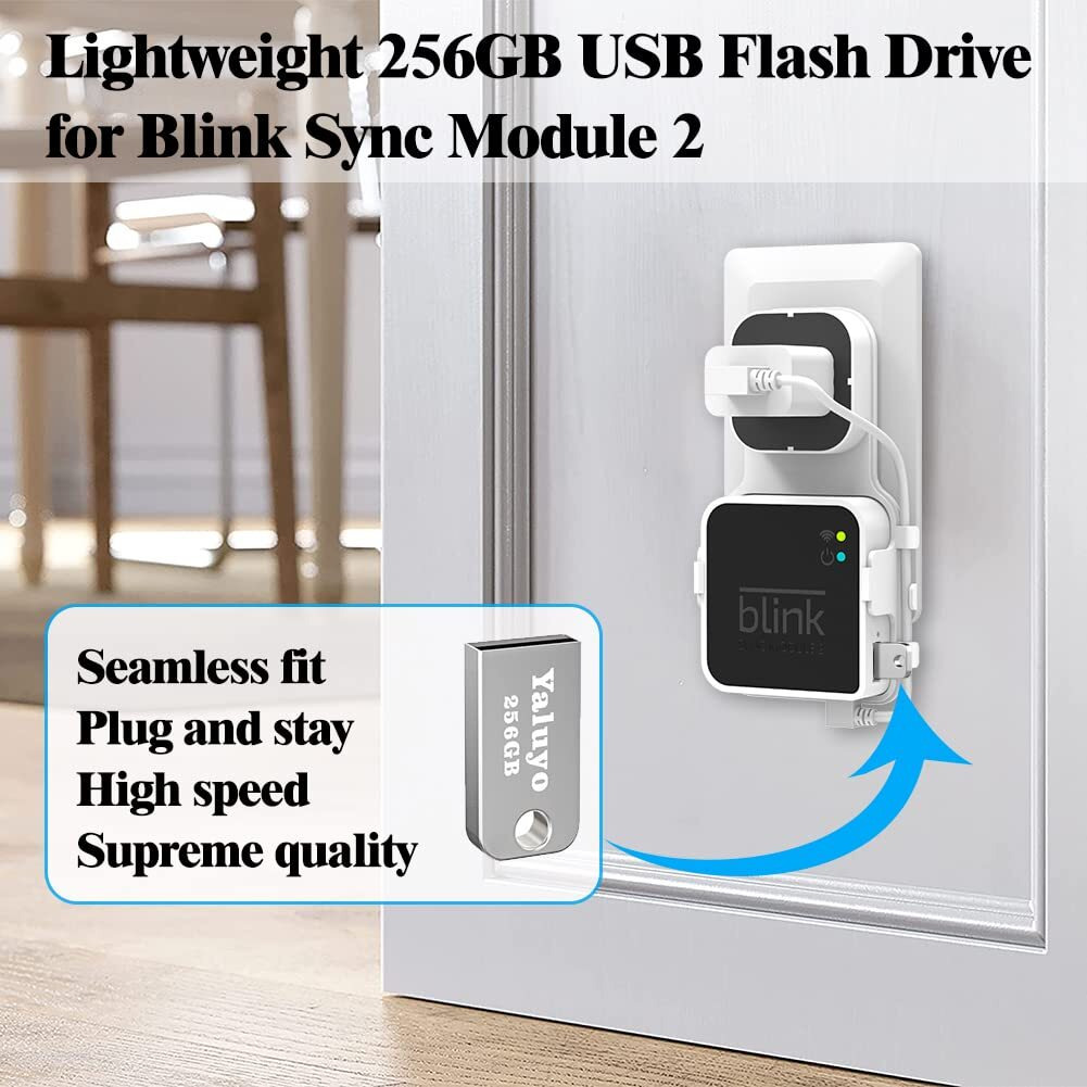 256Gb Usb Flash Drive And Blink Sync Module 2 Mount  Save Space And Easy Mount Bracket For Blink Outdoor Indoor Security Camera (Blink Sync Module 2 Is Not Included)